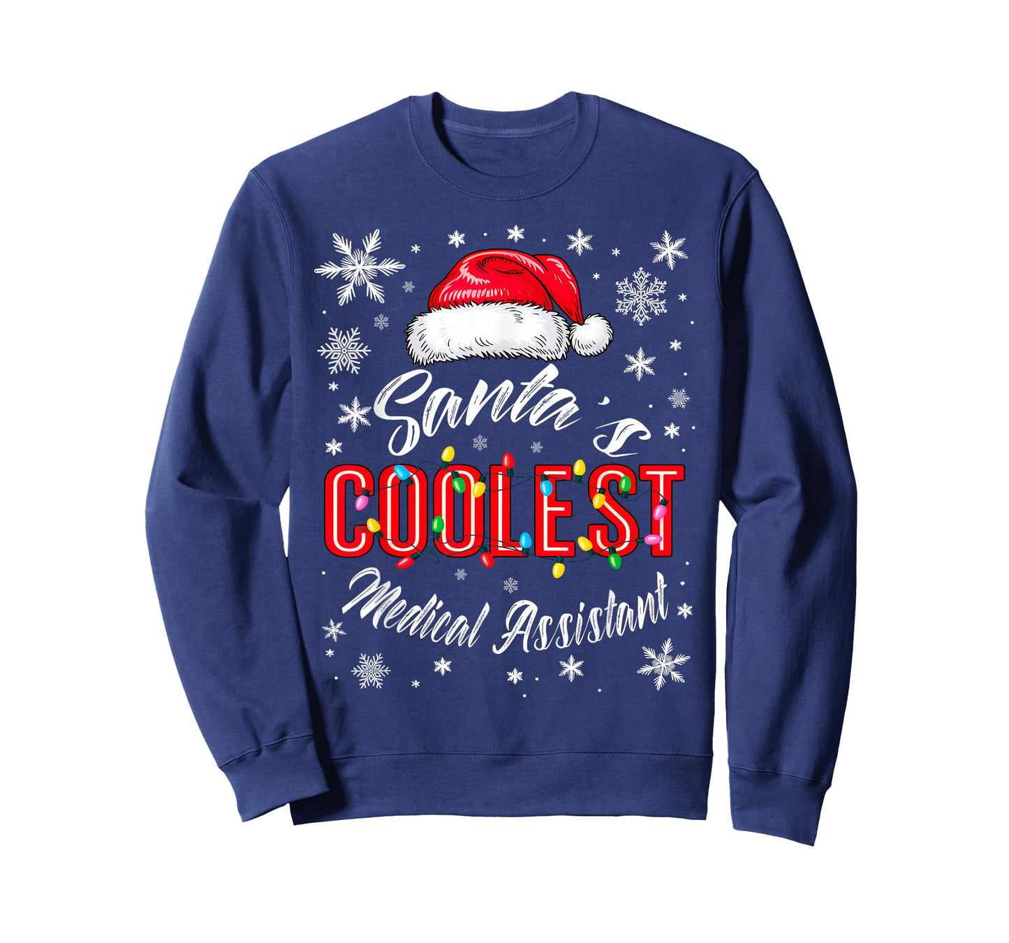 Santa's Coolest Medical Assistant Christmas Lights Clinic T-Shirt