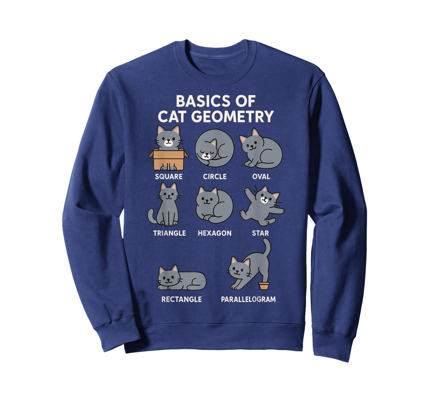 Basics of Cat Geometry Funny Cat Math Physics Science Humor T-Shirt