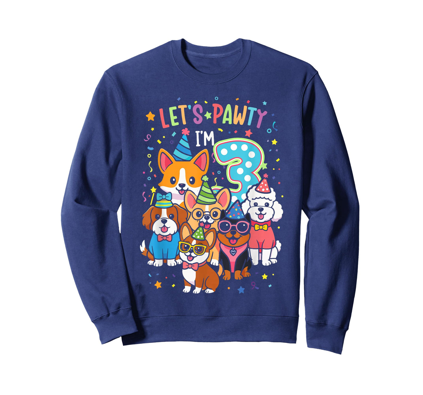 Let's Pawty I'm 3 Dog Puppy 3rd Birthday T-Shirt