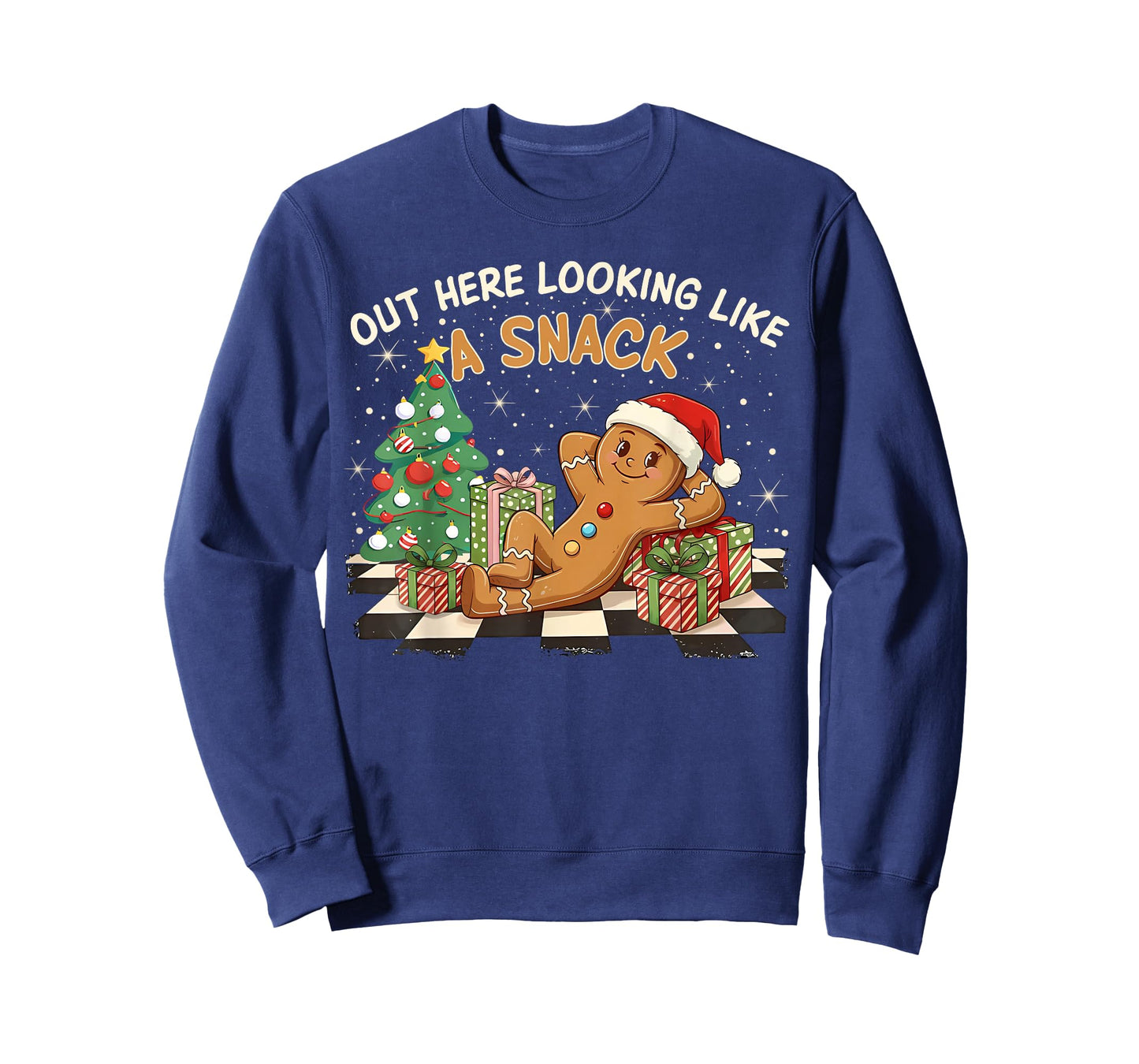 Out Here Looking Like A Snack Funny Gingerbread Man Xmas PJs T-Shirt