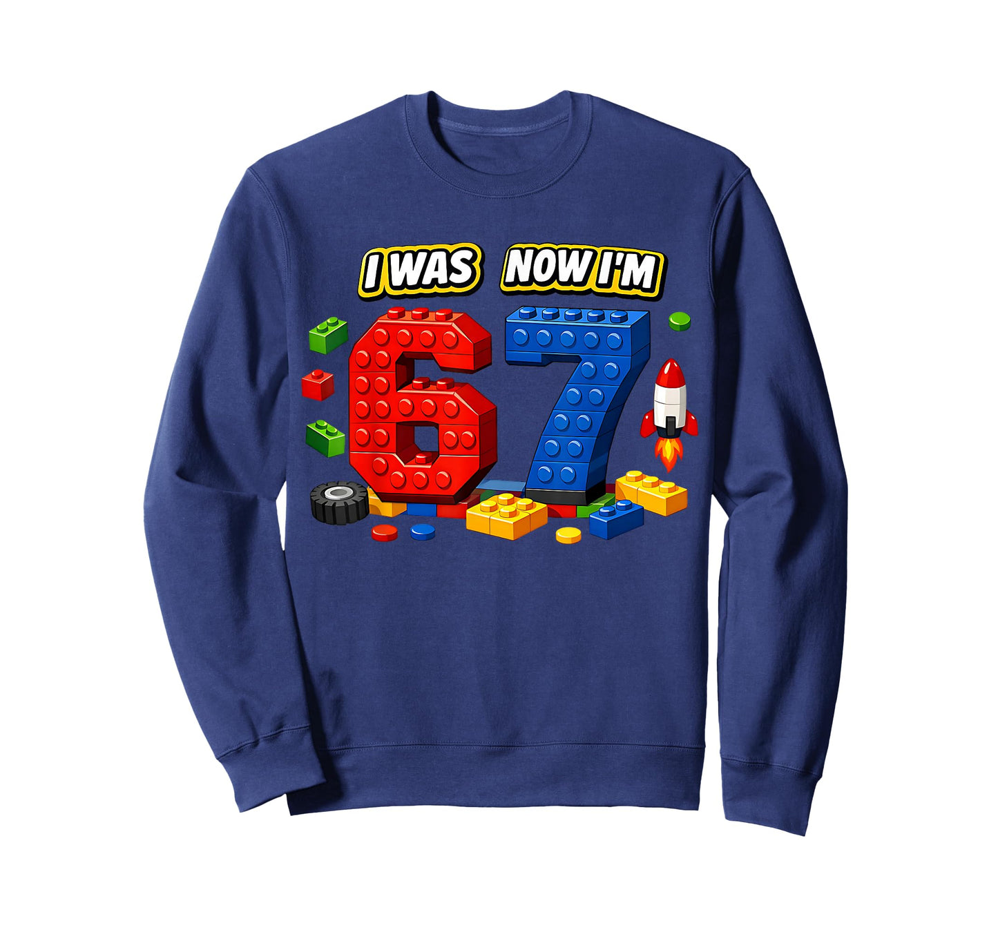 I was Six Now I'm Seven 6 7 Blocks 67 Meme 7th Birthday T-Shirt