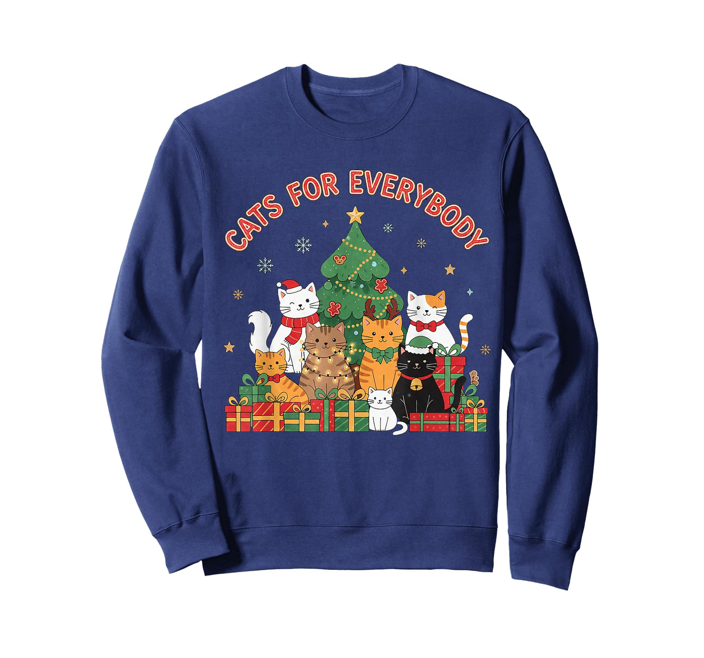 Cats for Everybody Christmas Cat Funny Xmas Women Santa T-Shirt