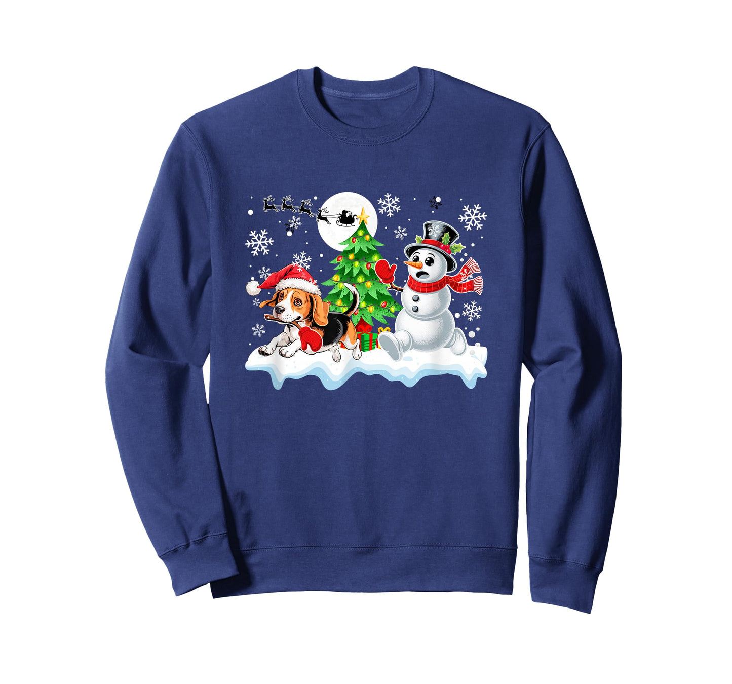 Santa Beagle Snowman Running Friends Christmas Owner T-Shirt