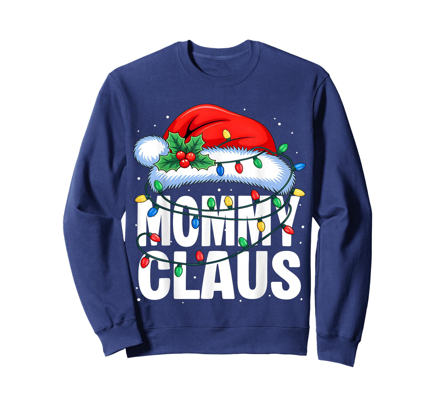Mommy Claus Christmas Lights Pajama Family Matching Xmas T-Shirt