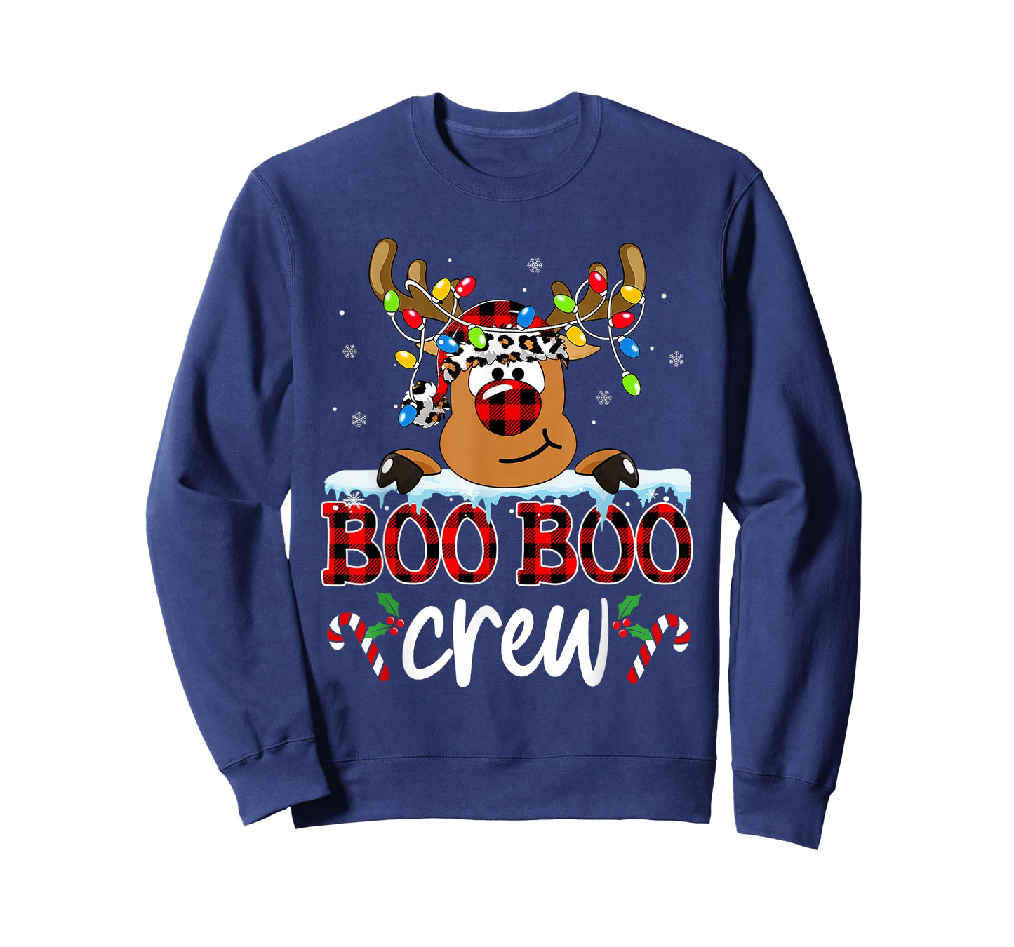 Reindeer Boo Boo Crew Nurse Buffalo Plaid Christmas Nurse T-Shirt