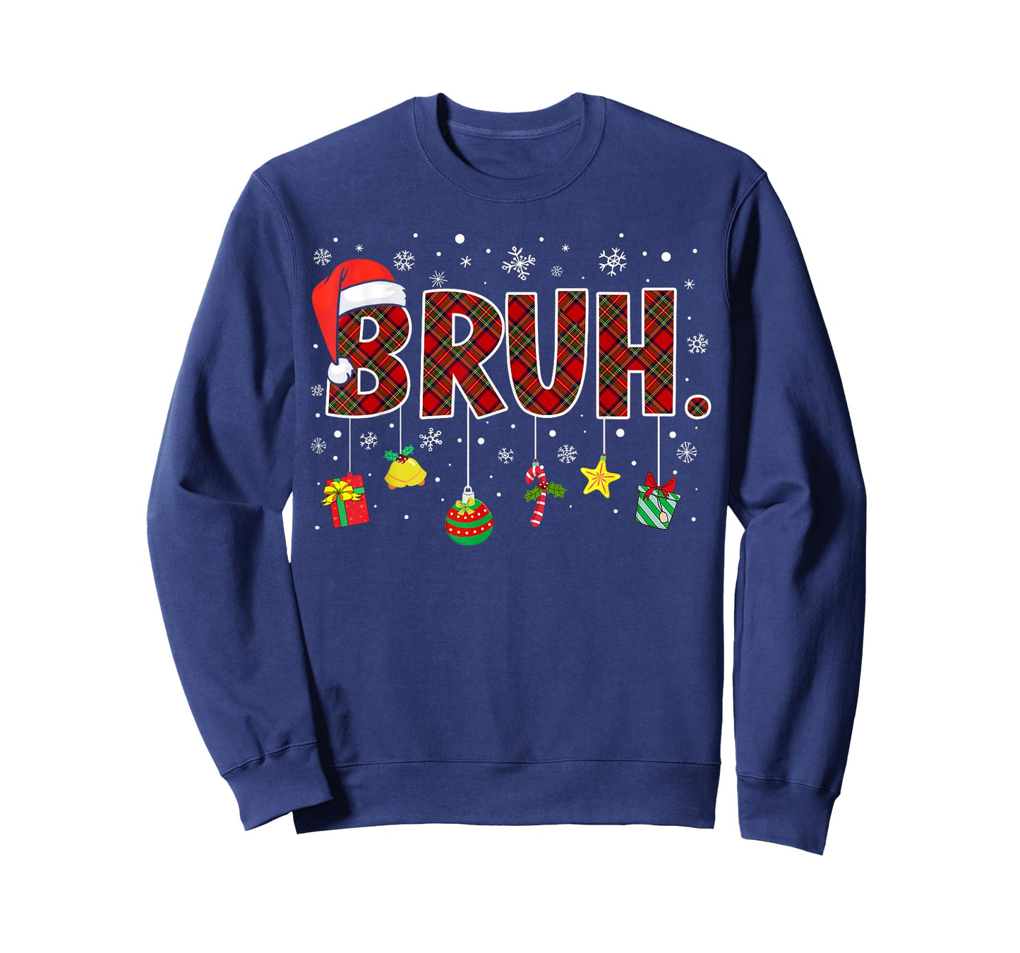 Bruh Funny Christmas Red Plaid Teens Boys Kids Xmas Pajamas T-Shirt