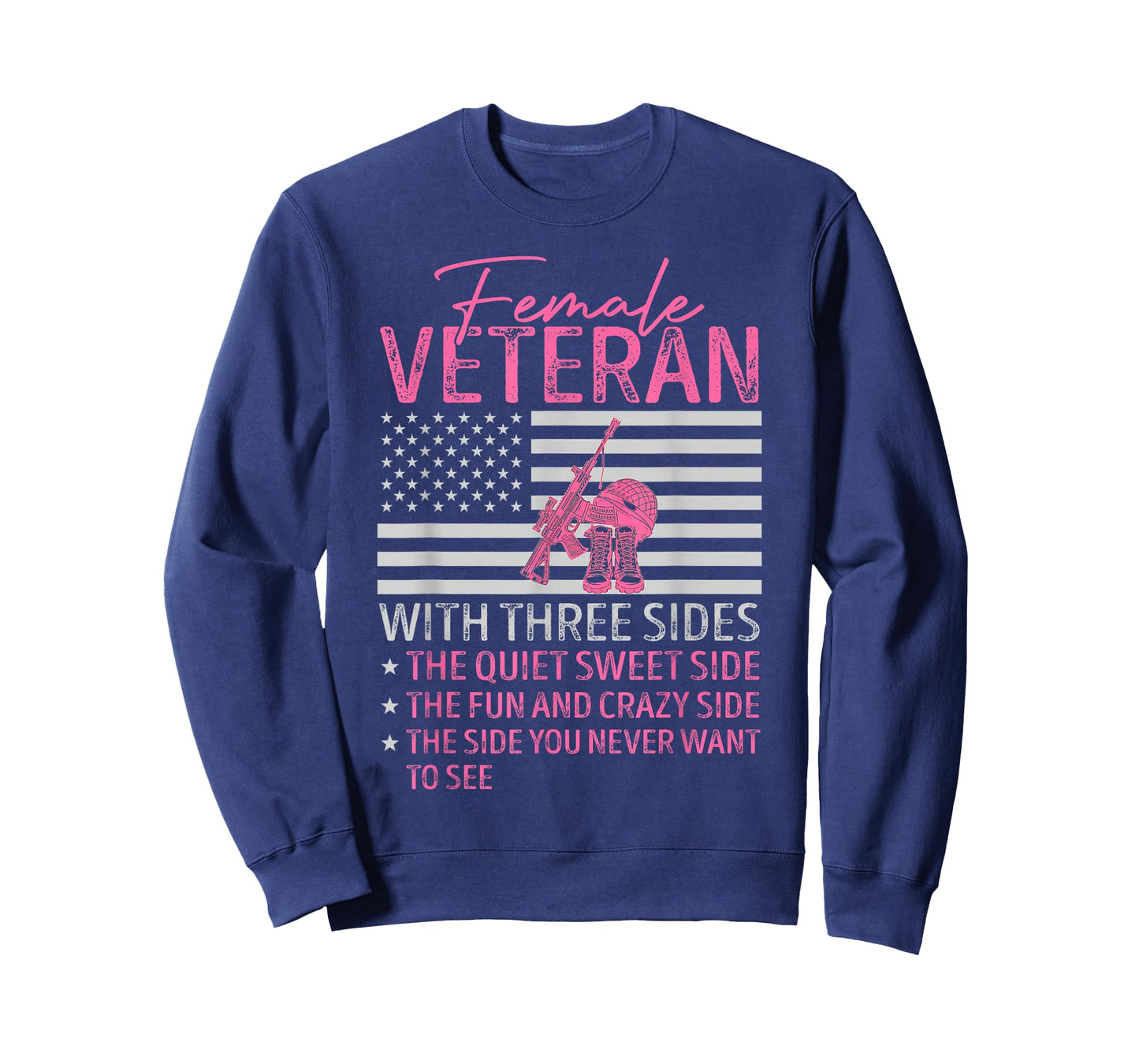 Womens Female Veteran with Three Sides Mom Mother Grandma T-Shirt