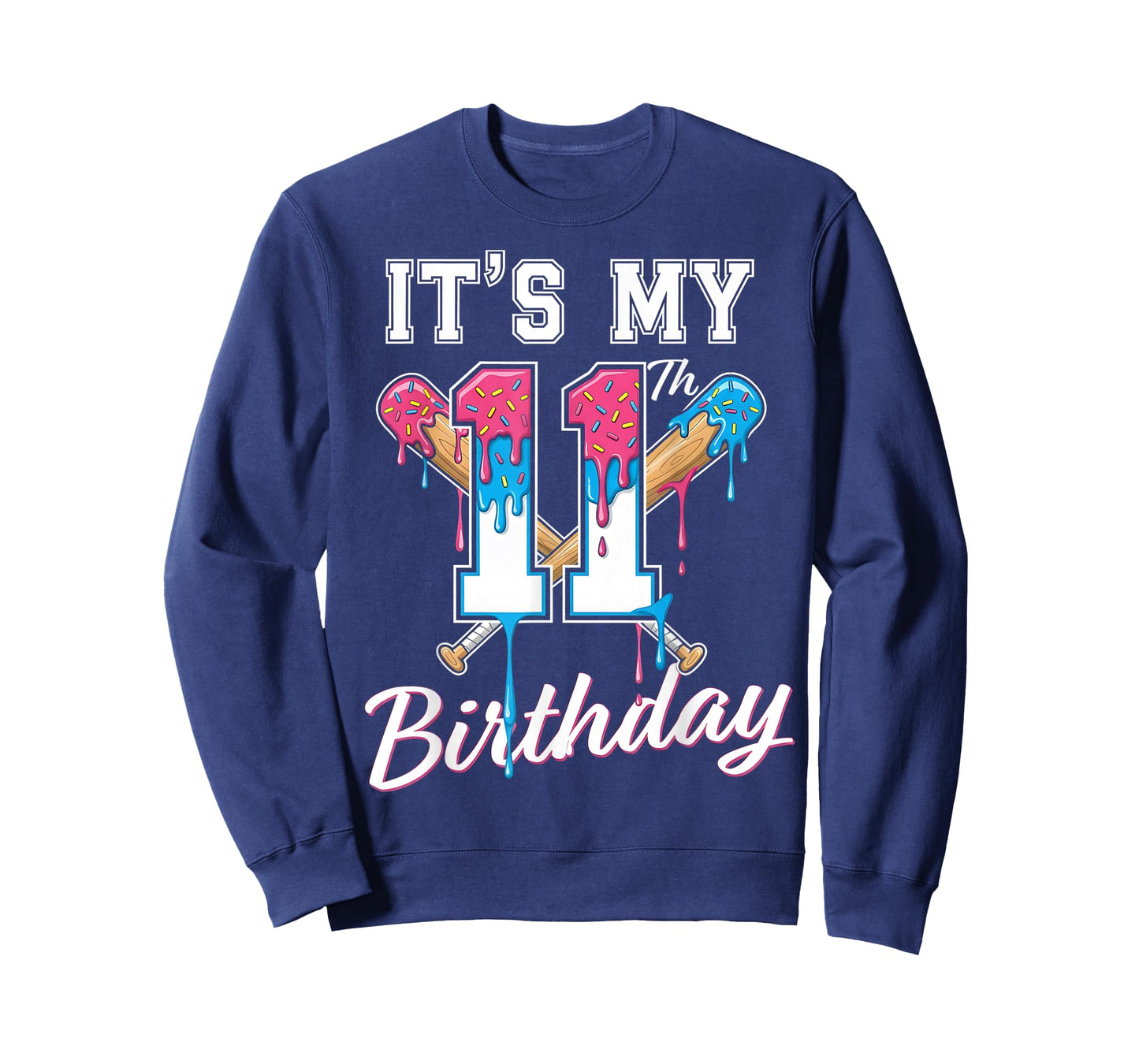 Baseball 11 Year Old Ice Cream Drip 11th Birthday Boys T-Shirt