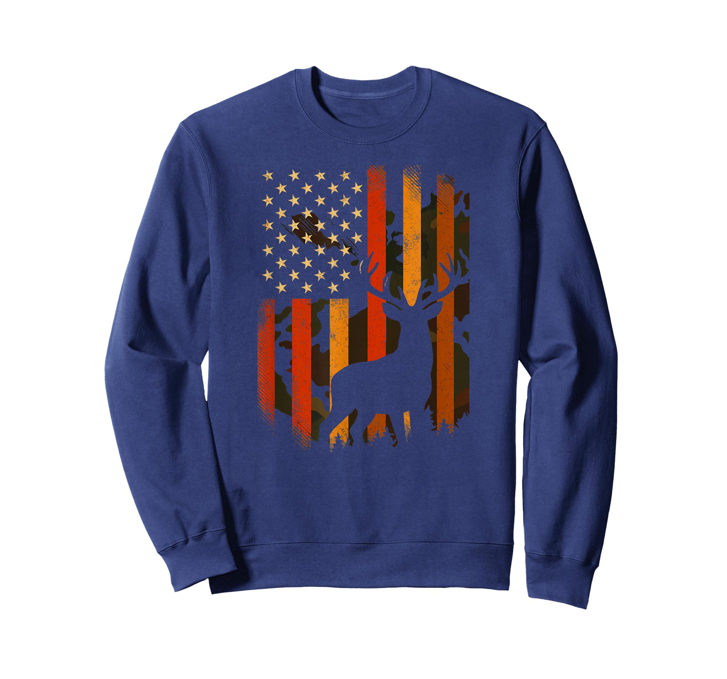 Deer Hunting American Flag Camo Patriotic Hunter Outdoors T-Shirt
