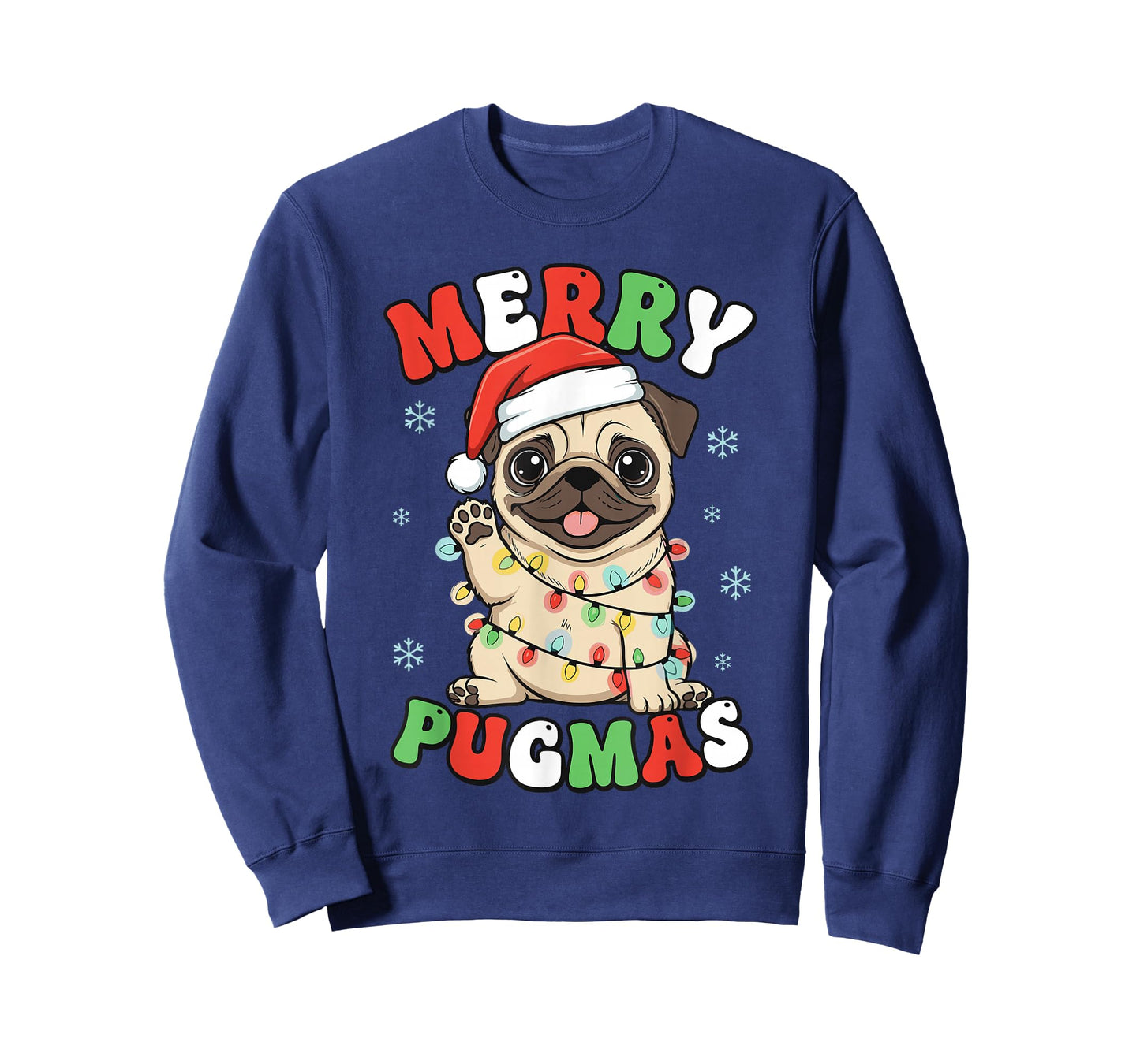 Pug Christmas Pajamas Shirt for Women, Funny Merry Pugmas T-Shirt
