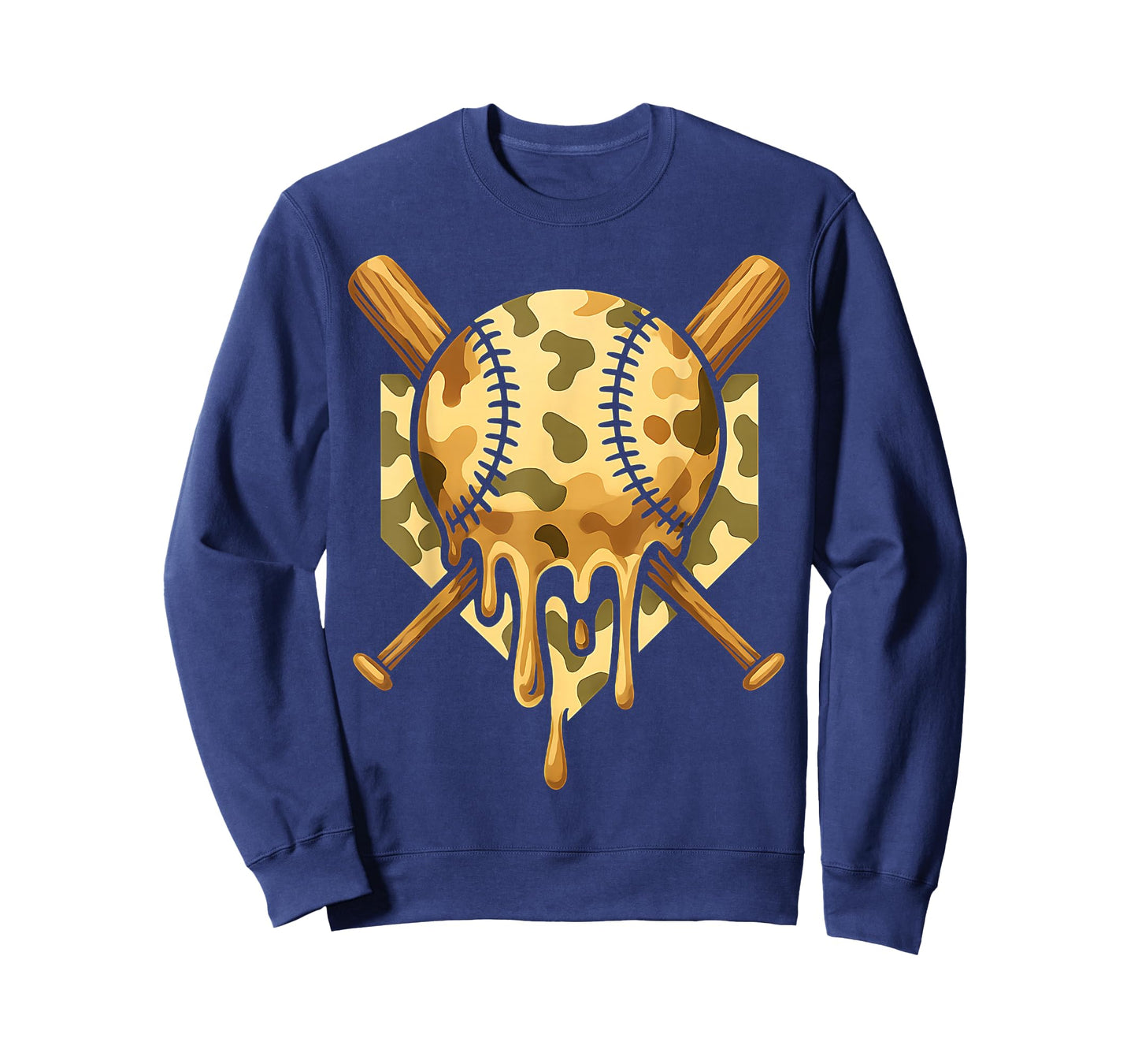 Baseball Drip for Boys Ice Cream Dripping Boys Baseball Camo T-Shirt