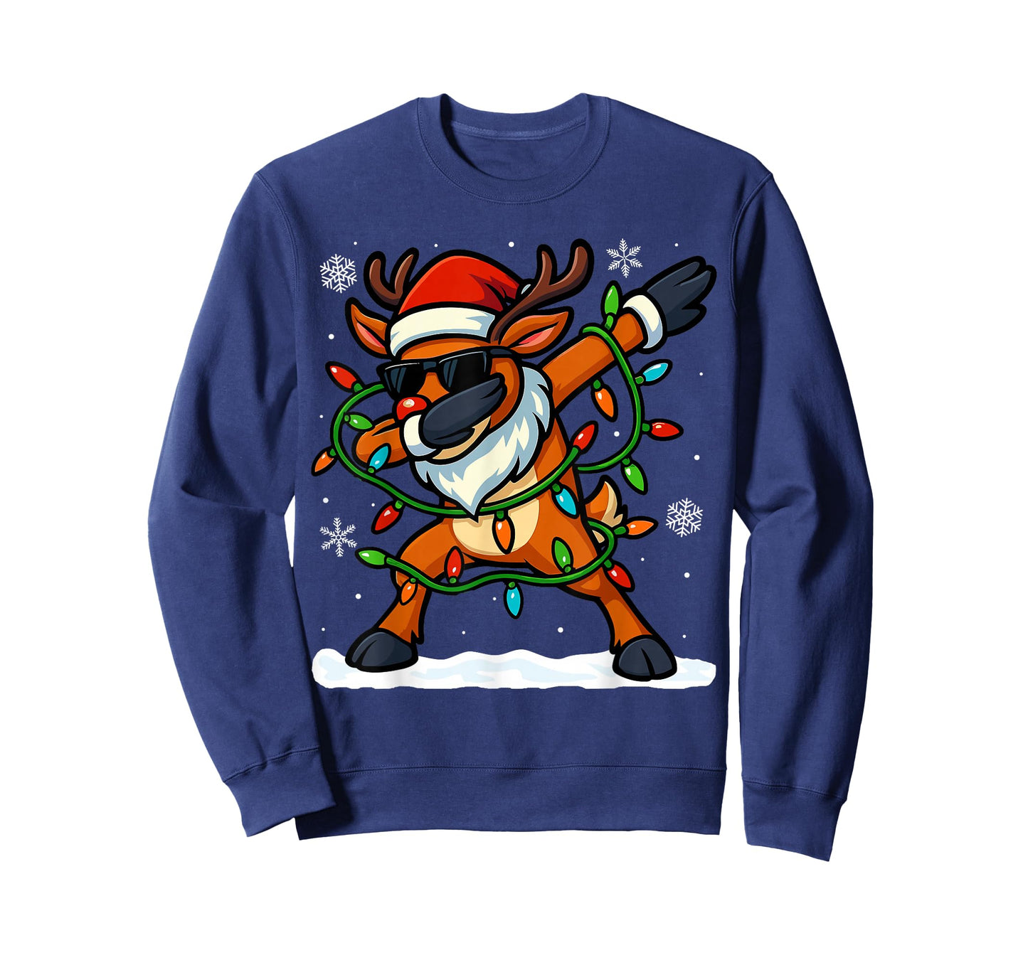 Dabbing Reindeer Christmas Girls Xmas Lights Boys Christmas T-Shirt