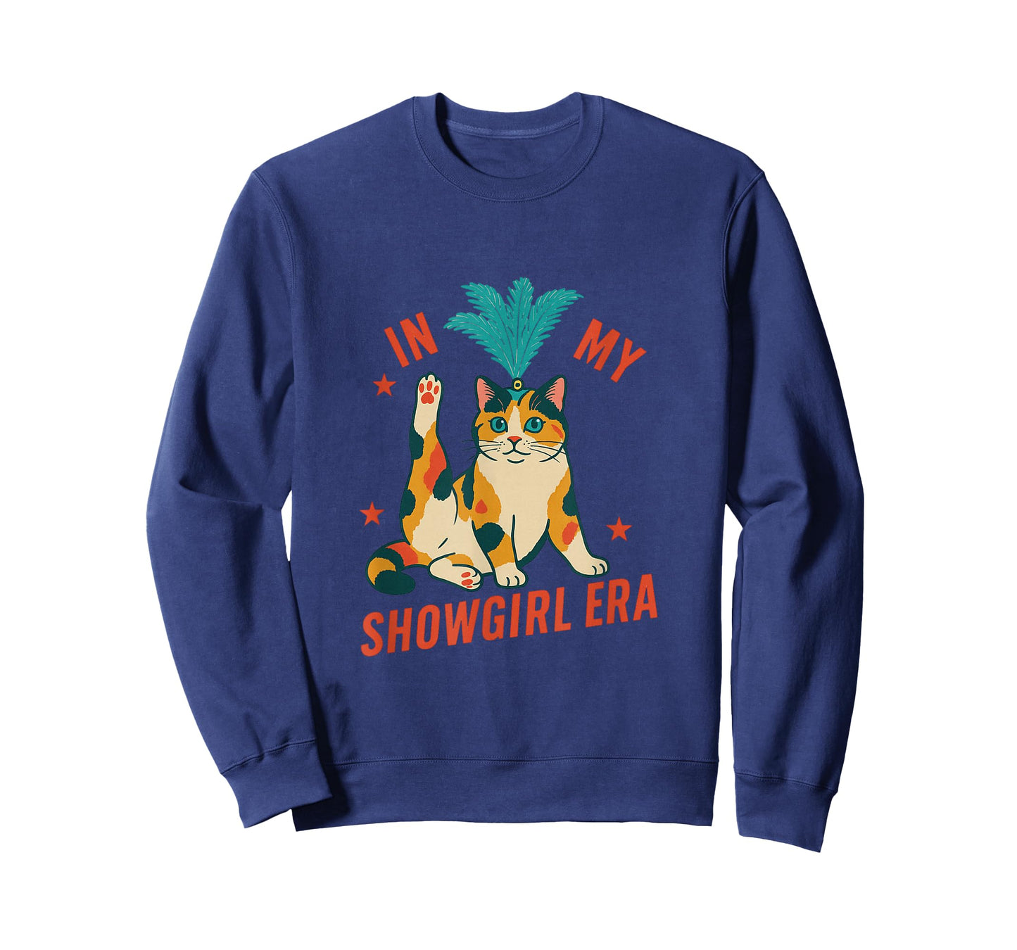 Funny Cat in Showgirl Costume Retro Humor T-Shirt