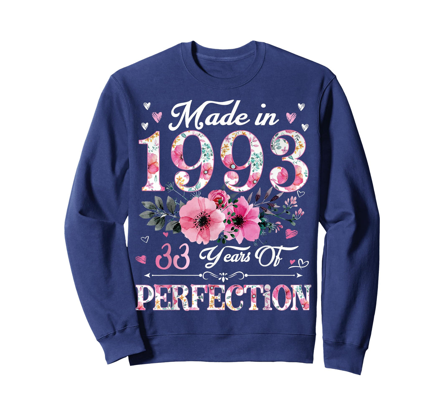 33 Year Old in 1993 Floral 33th Birthday Gifts for Women T-Shirt