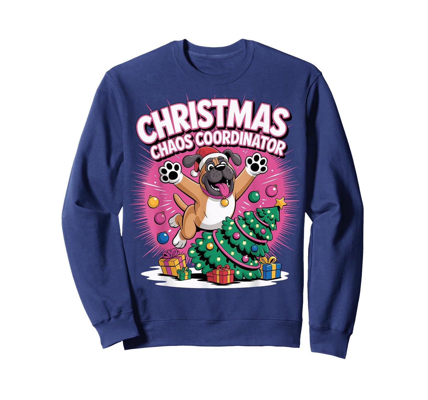 Christmas Chaos Coordinator Xmas Puppy Funny Mastiff T-Shirt