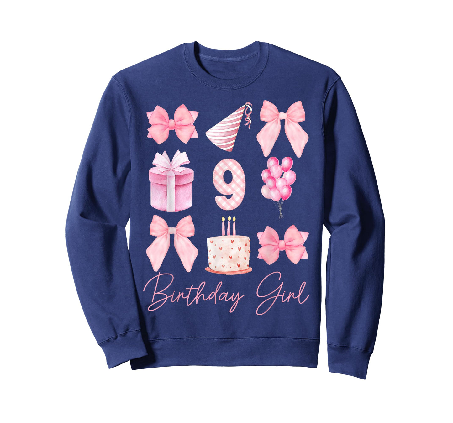Birthday Girl 9th Birthday Pink Coquette Bow 9 Year Old Kids T-Shirt