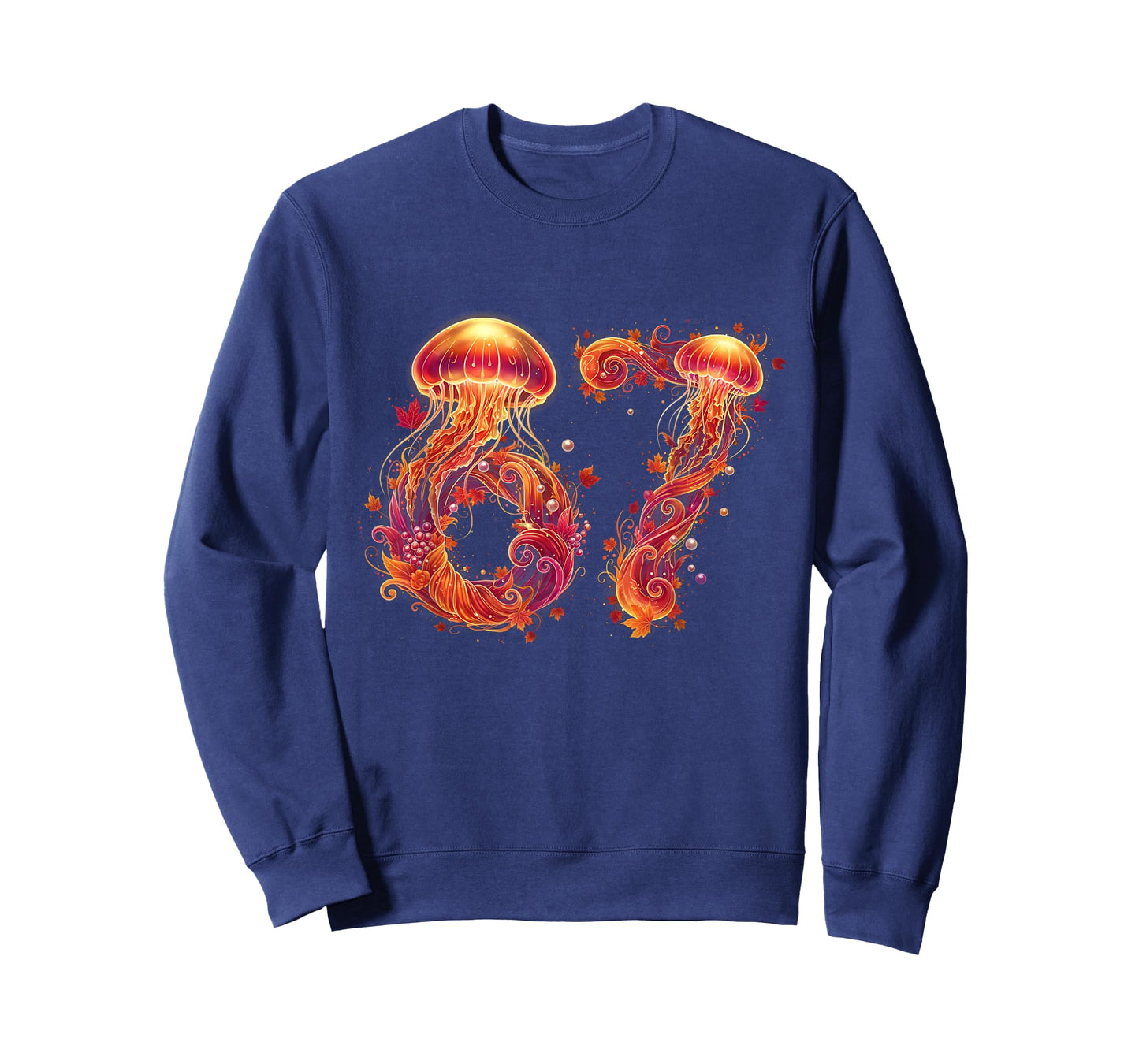 67 Meme Six Seven 6 7 Retro Jellyfish Sea Ocean Thanksgiving T-Shirt