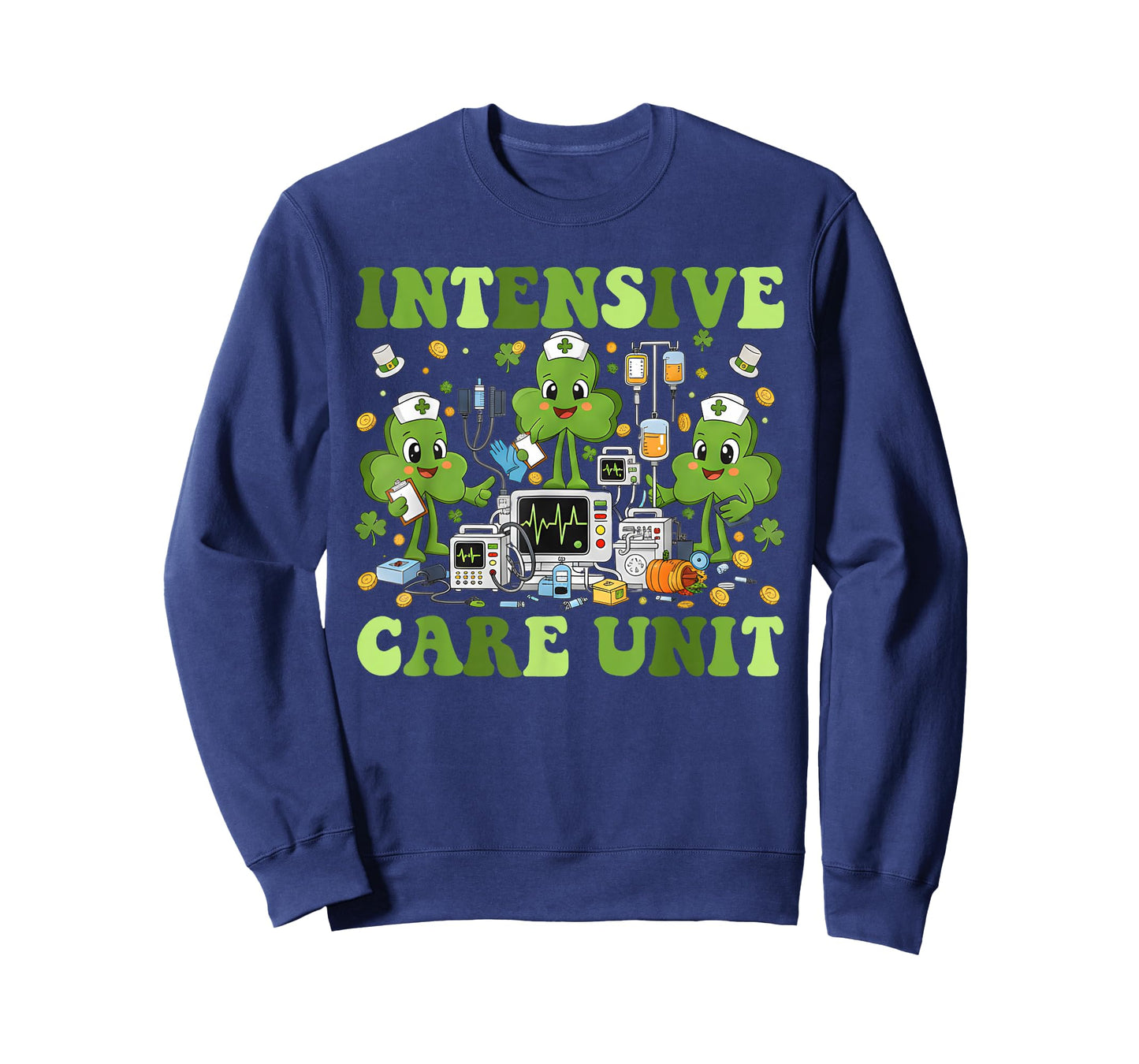 ICU Nurse St Patricks Day Shamrock Intensive Care Unit Nurse T-Shirt