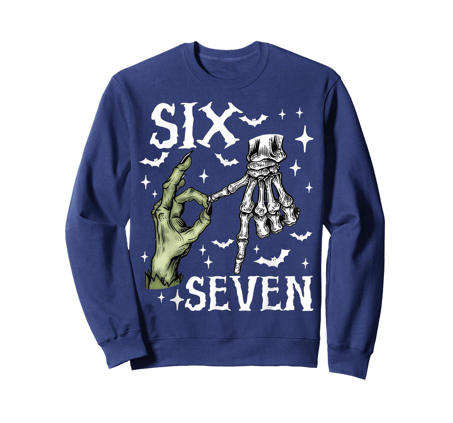 Six Seven 6 7 Meme Saying 6 7 Halloween Skeleton Hands Sign T-Shirt