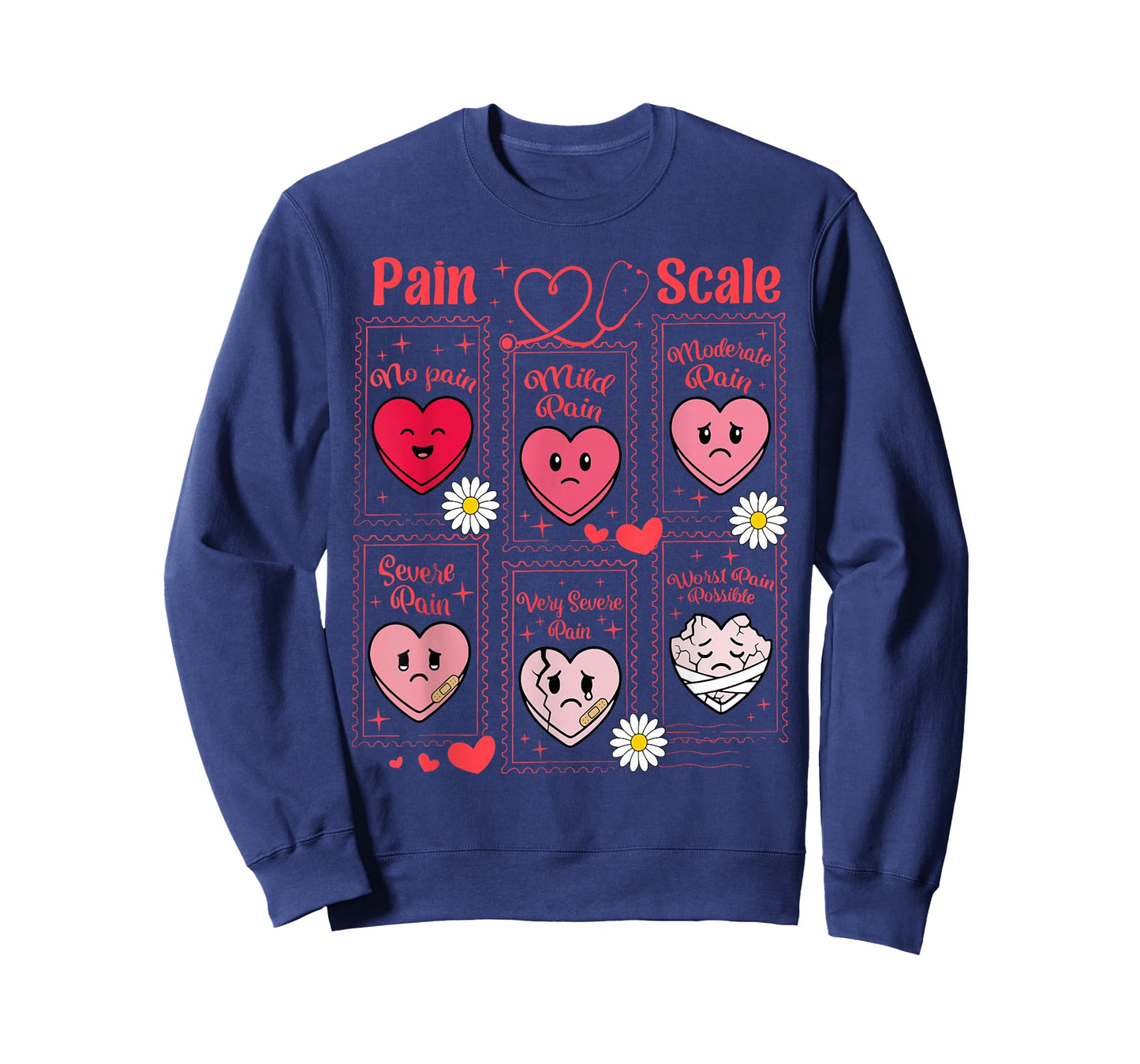 Stamp Pain Scale Heart Candy Trauma Nurse Triage Valentines T-Shirt
