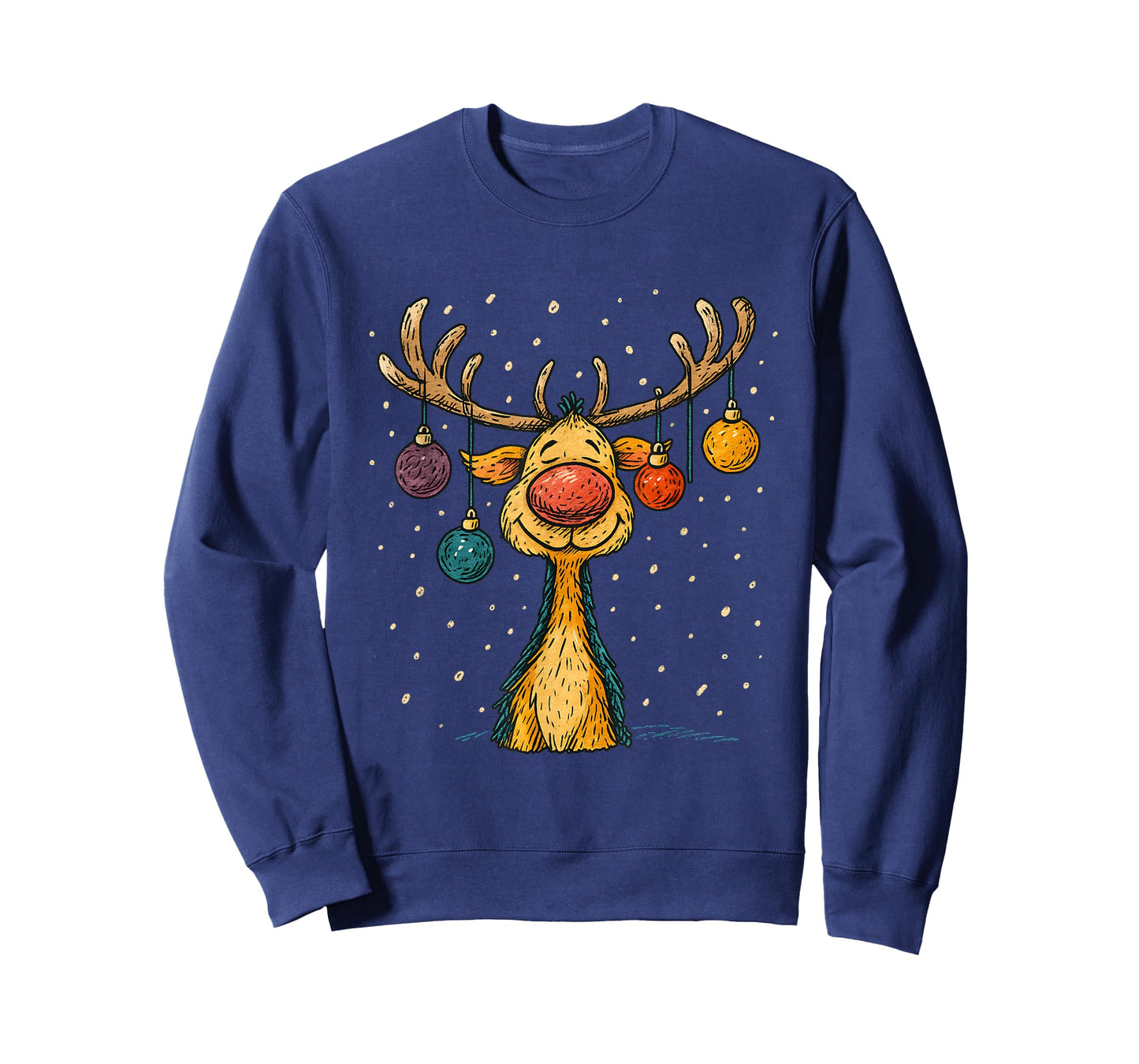 Funny Cute Reindeer Christmas with Ornaments T-Shirt