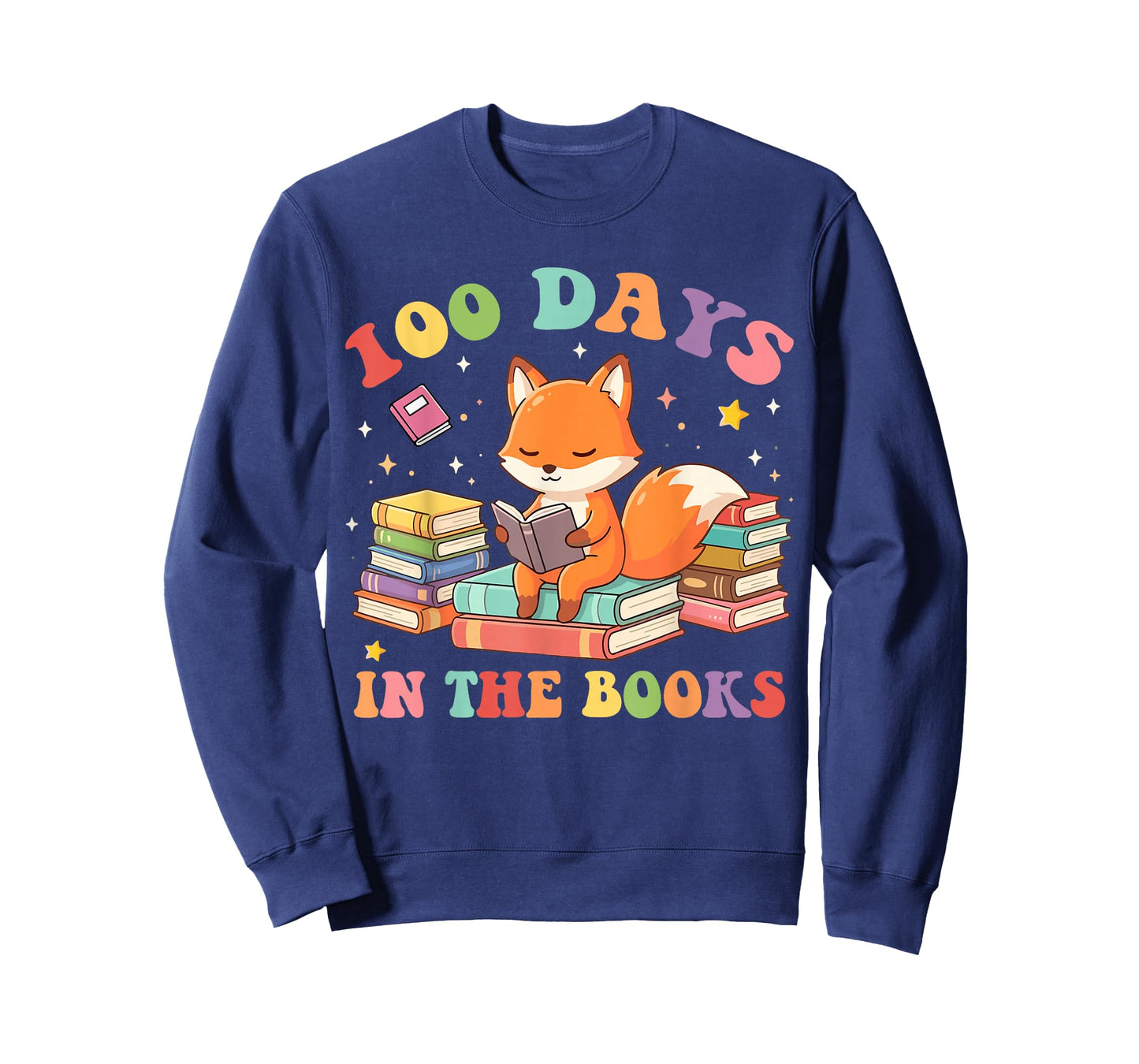 100 Days in The Books Fox Reading 100th Day of School T-Shirt