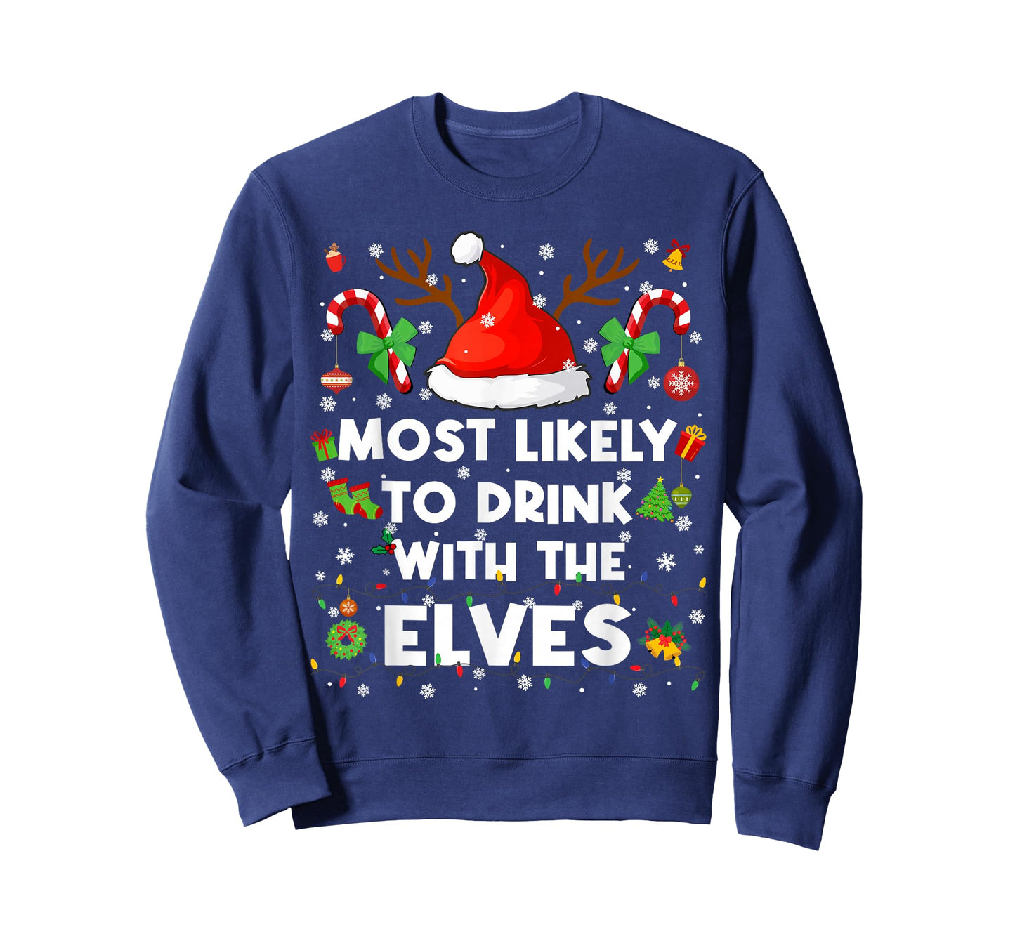 Most Likely to Drink with The Elves Christmas Men Women T-Shirt
