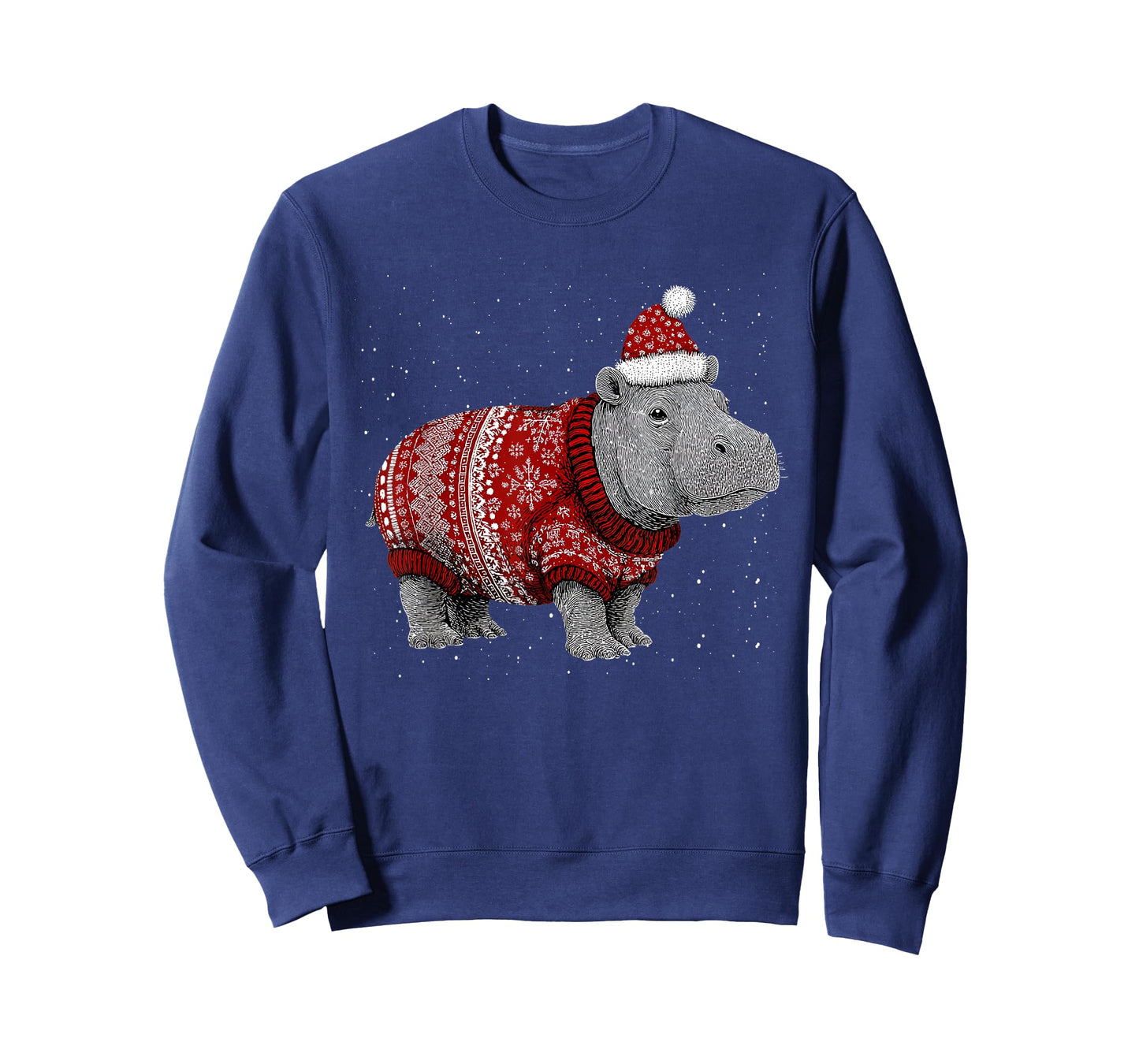 Merry Christmas Funny Hippo Santa Hat Xmas Pajama T-Shirt