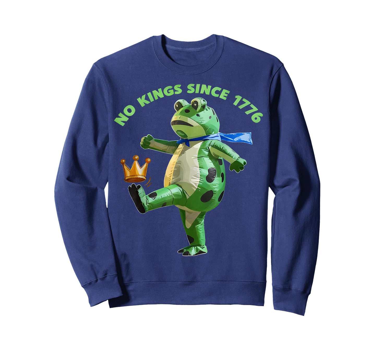No Kings Since 1776 Portland Frog Kicking Crown Retro T-Shirt