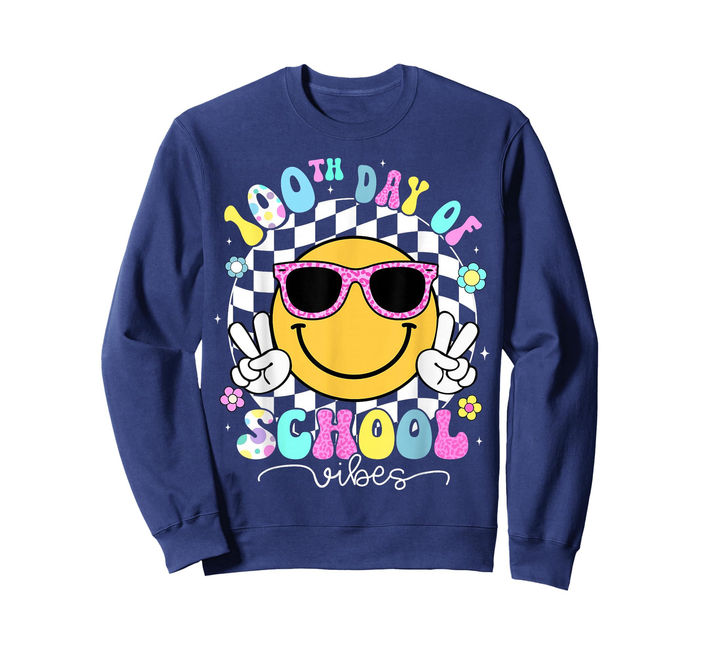Cute Smile Face 100th Day of School Vibes Shirt Teacher Kids T-Shirt
