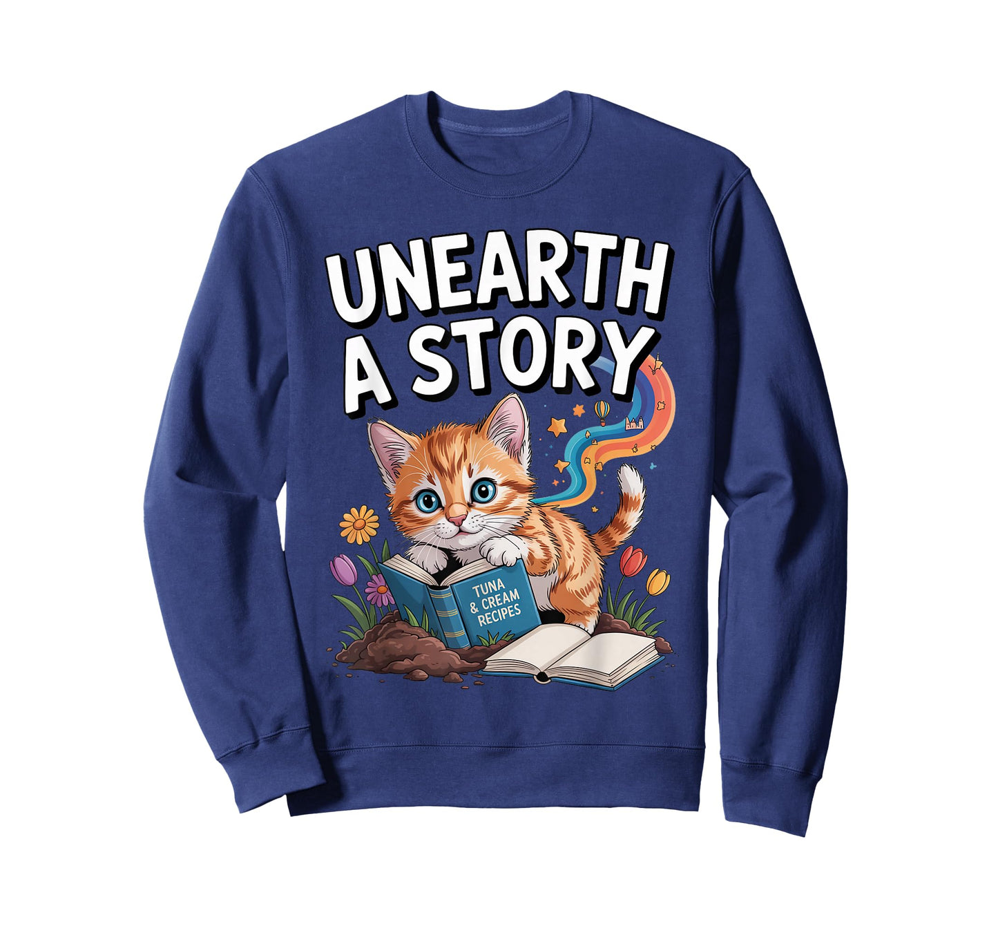 Unearth A Story ; Cute Kitten Reads a Book T-Shirt