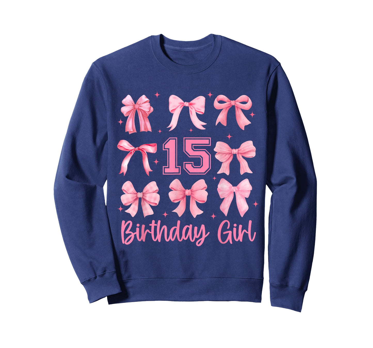 15 Years Old Birthday Girl Pink Bow Girls Kids Cute Birthday T-Shirt