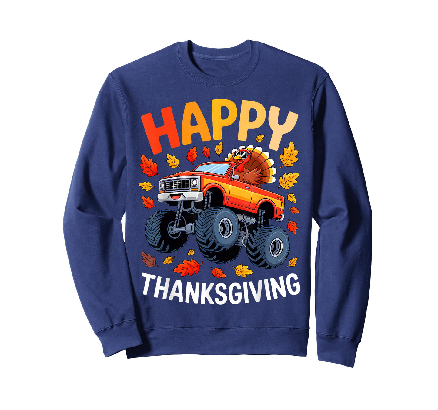 Funny Monster Truck Turkey Happy Thanksgiving for Kids Boys T-Shirt