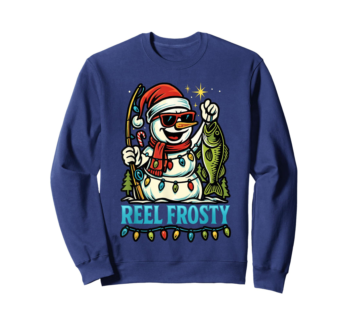 Snowman Fishing Christmas Holiday Festive Winter Fish Lover T-Shirt