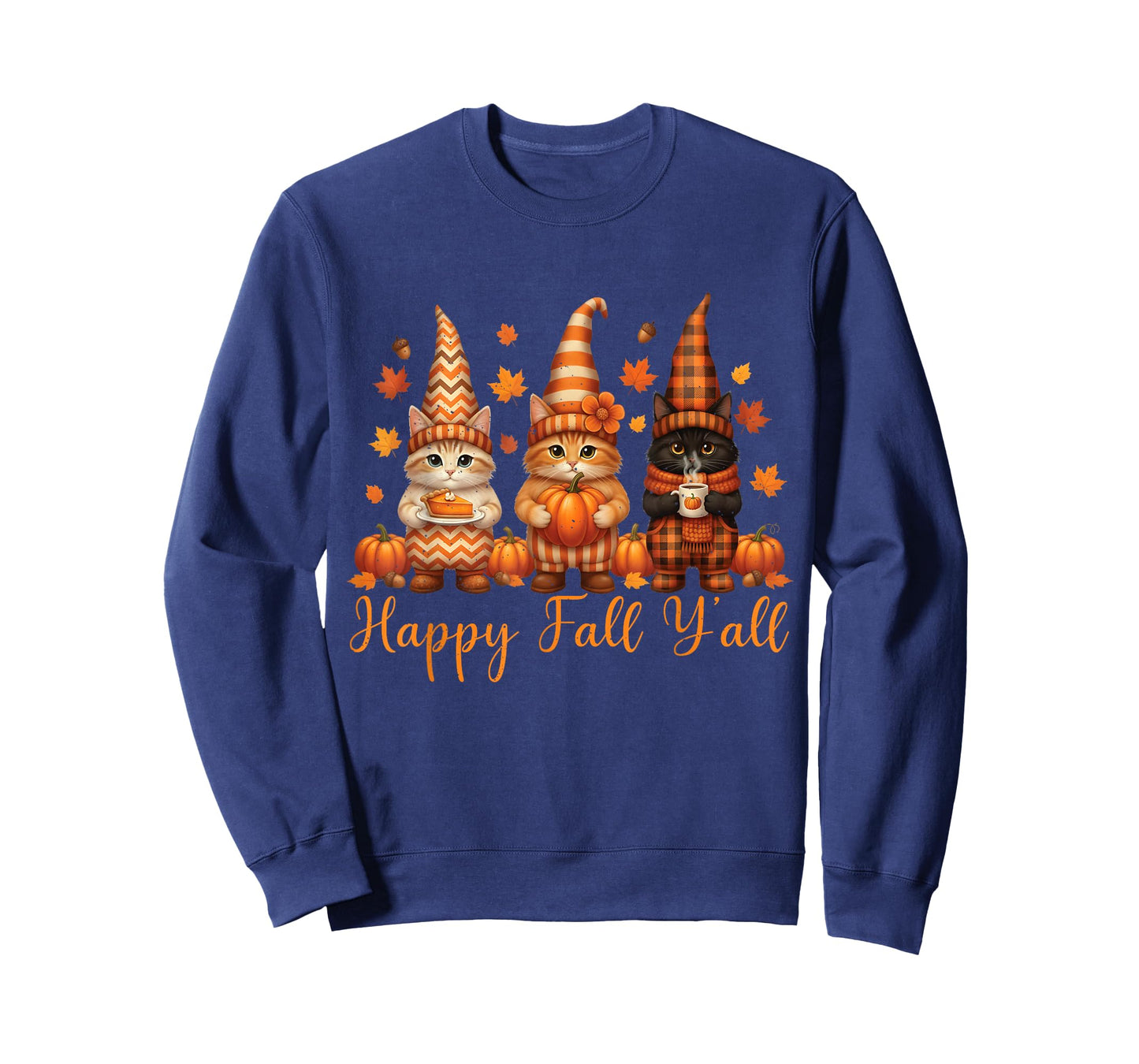 Happy Fall Y'all Cat Pumpkin Autumn Thanksgiving Men Women T-Shirt