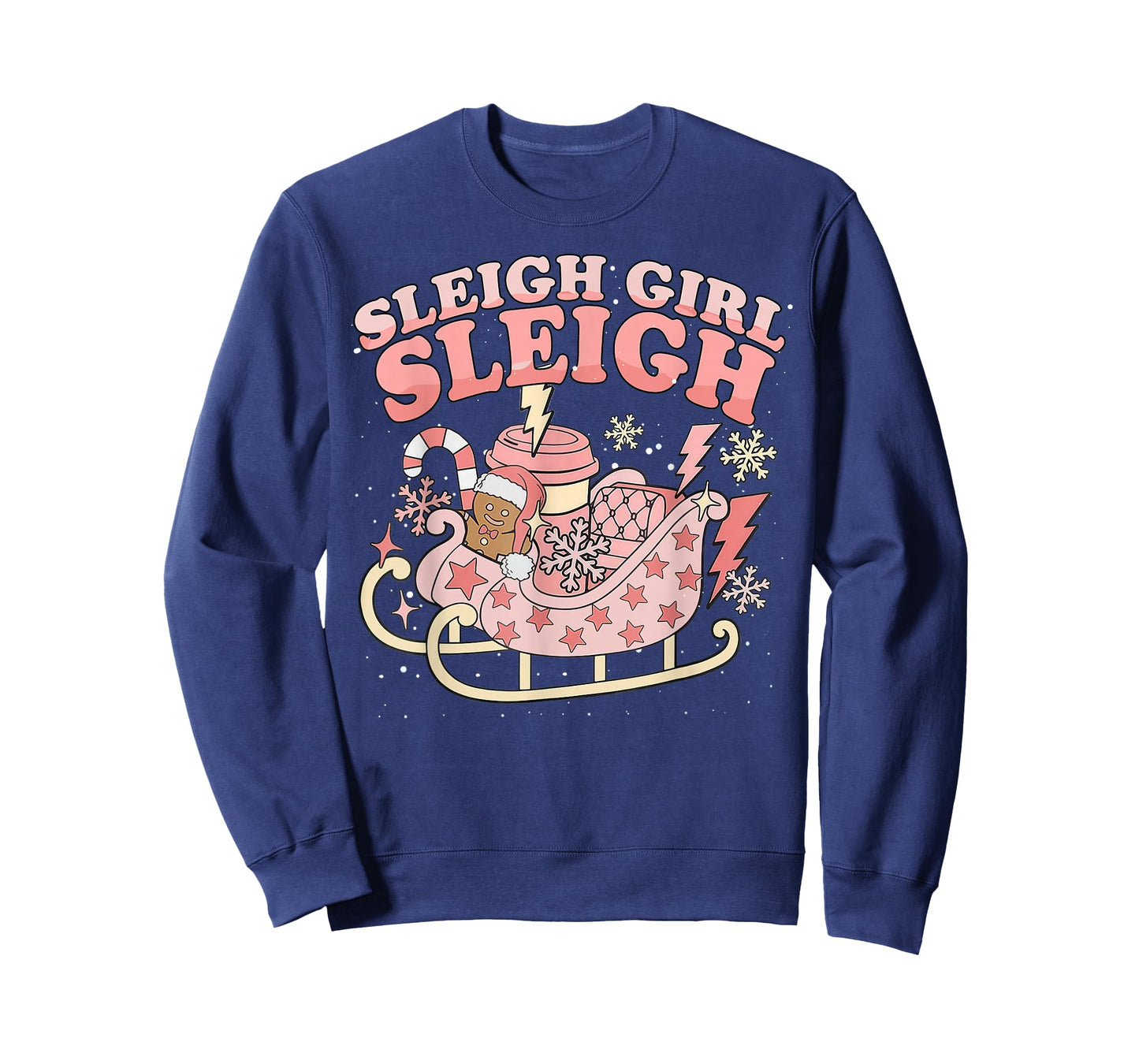 Christmas Gingerbread Pink Sleigh Girl Xmas Girls Kids Women T-Shirt