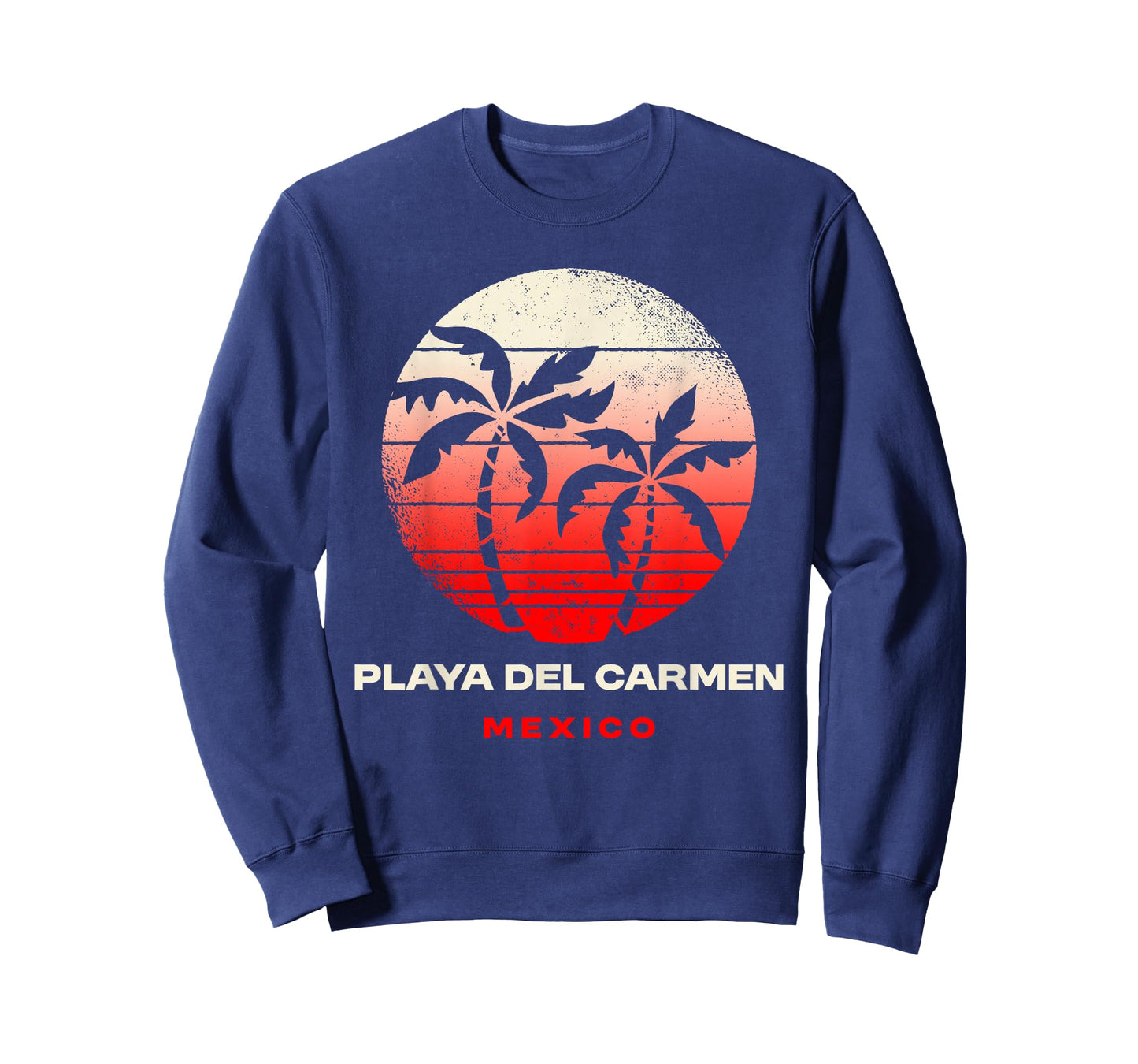 Playa del Carmen Mexico Retro Sunset Palm Beach Silhouette T-Shirt