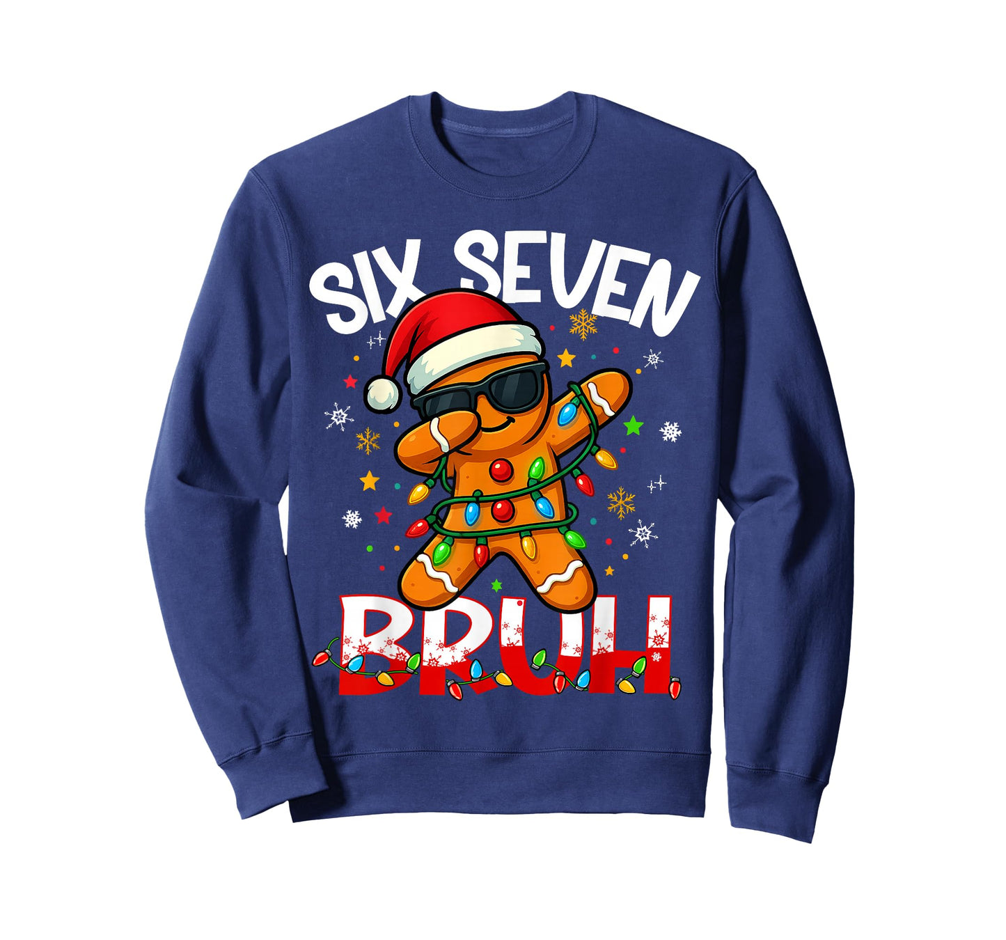 Six Seven 6 7 Meme Dabbing Gingerbread Man Christmas Bruh T-Shirt