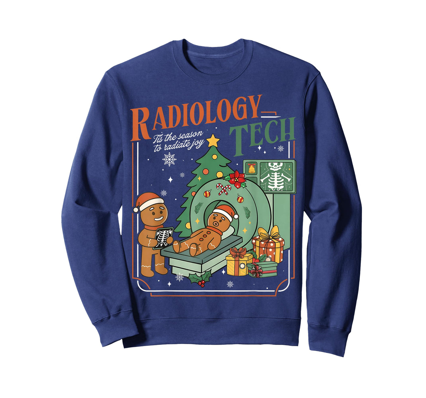 Christmas Radiology Tech Funny Gingerbread Man Radiate Joy T-Shirt