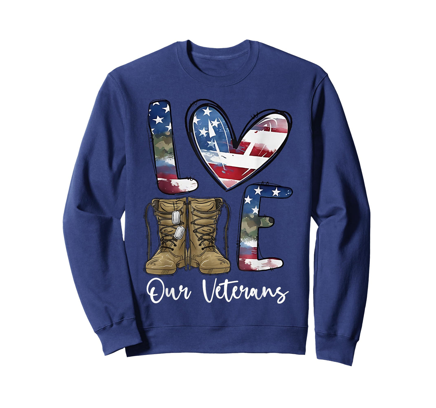 Love Our Veterans Day Proud Military American Flag Thank You T-Shirt