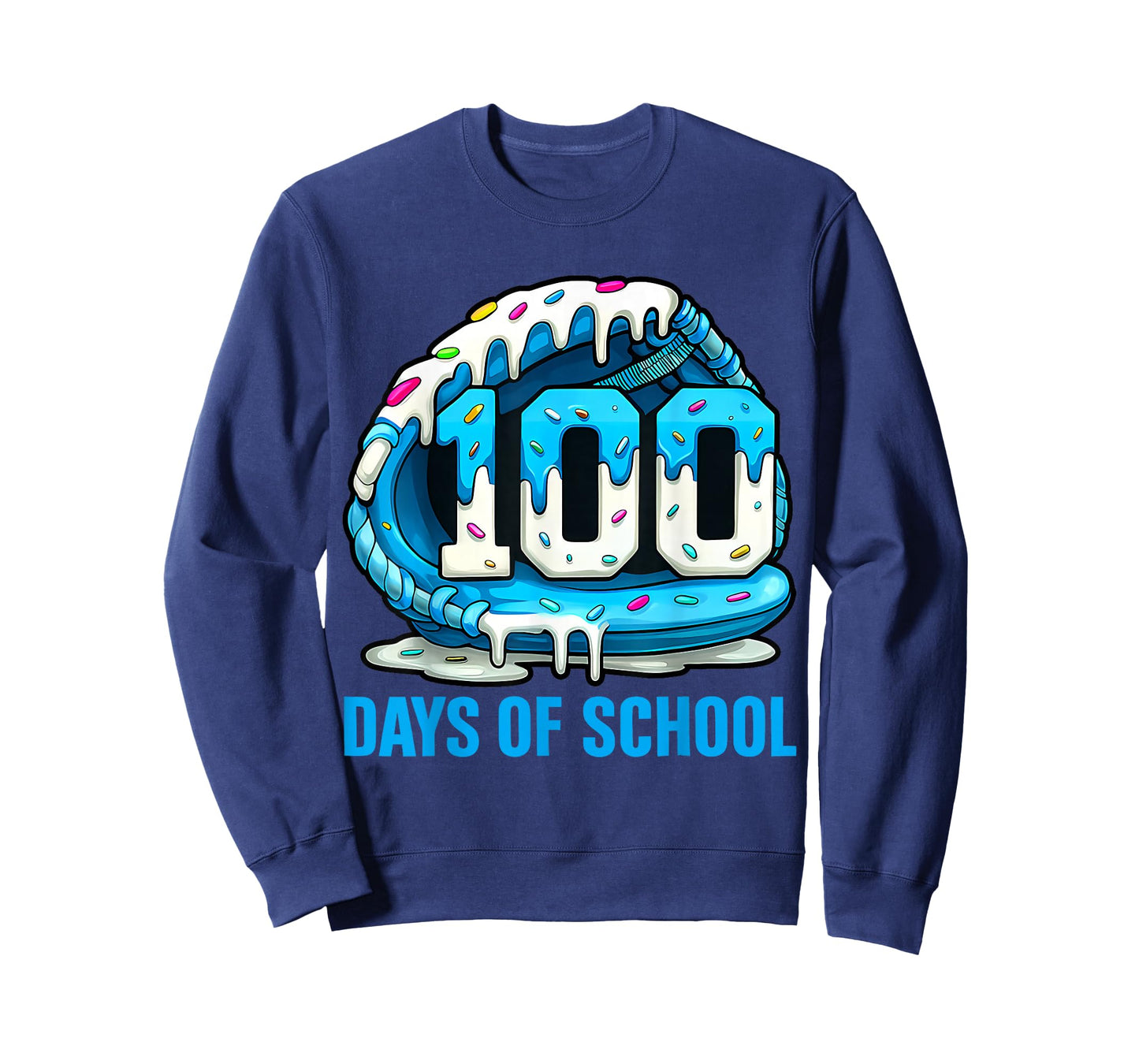 100 Days of School Baseball Drip Ice Cream Kid Boy 100th Day T-Shirt