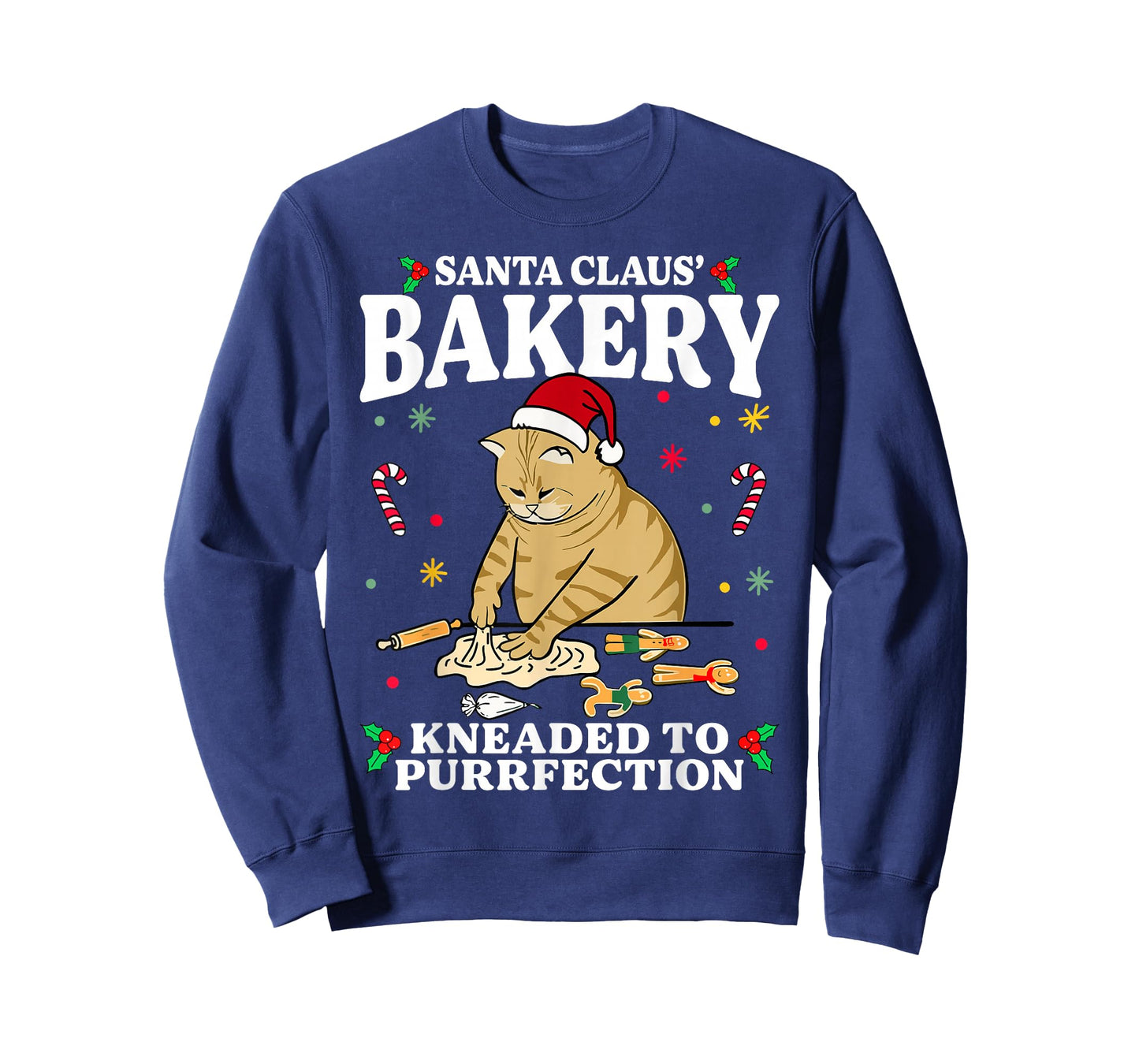 Santa Claus Bakery Cat Christmas Kneaded to Purrfection Xmas T-Shirt