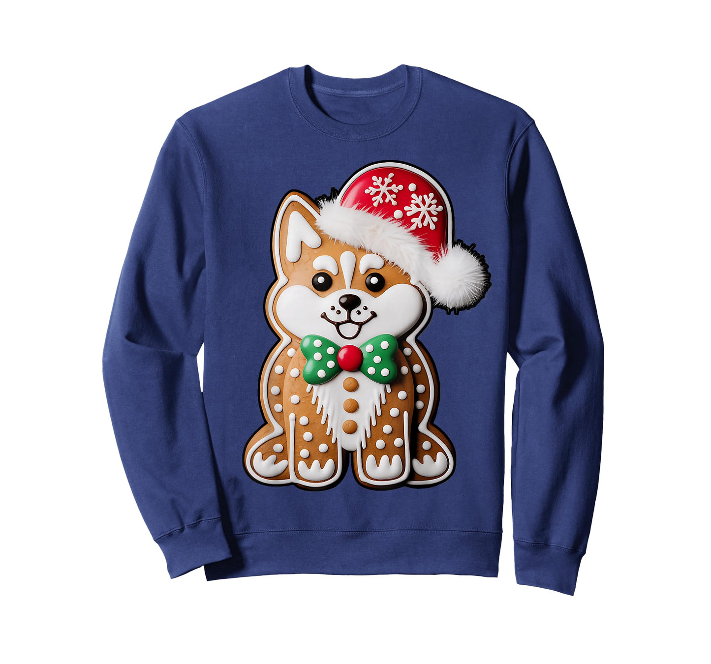 Funny Gingerbread Siberian Husky Dog Christmas Womens Mens T-Shirt