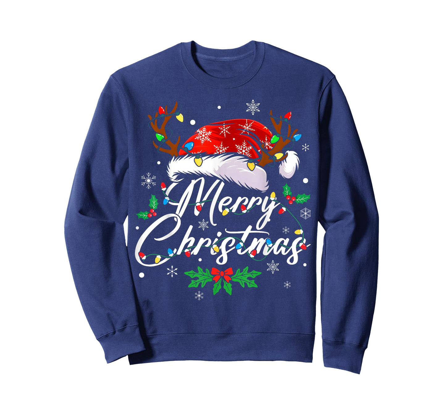 Merry Christmas Lights Red Santa Hat Xmas Family Men Women T-Shirt