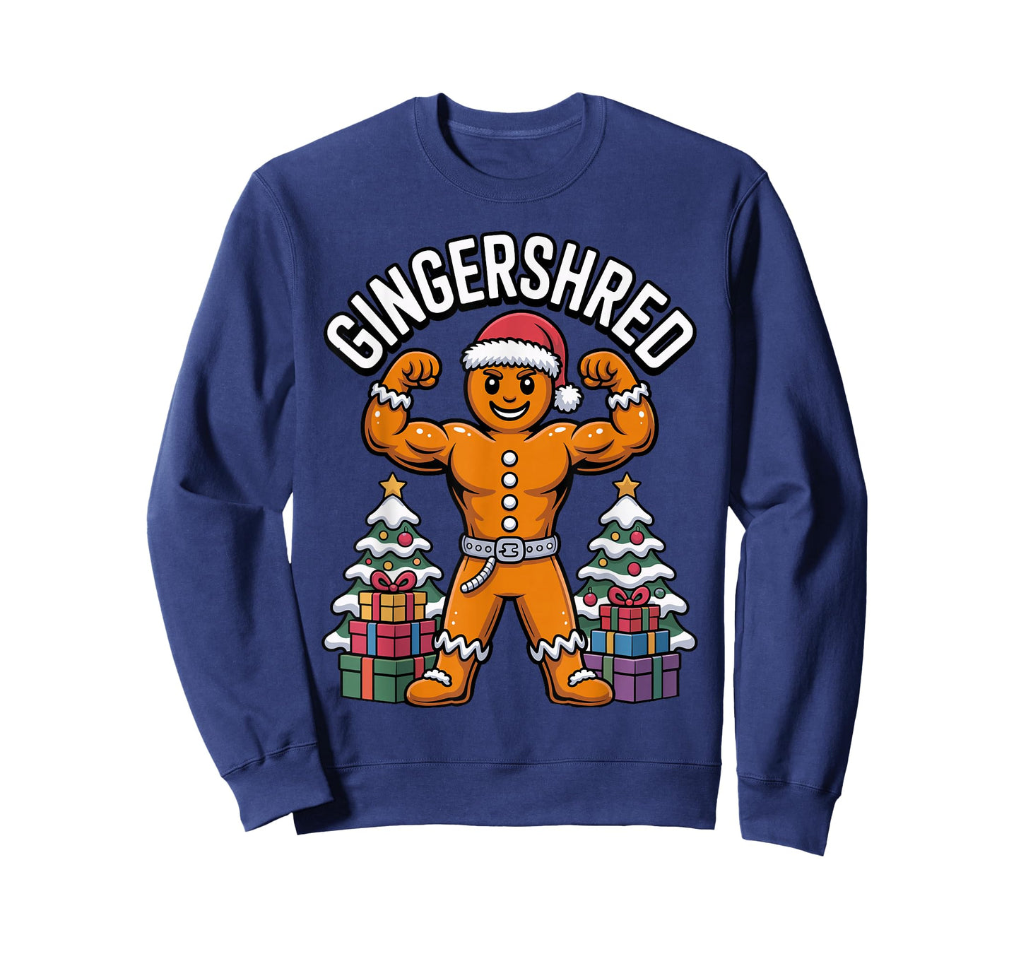 Gingershred Muscular Gingerbread Christmas Gym Humor Workout T-Shirt