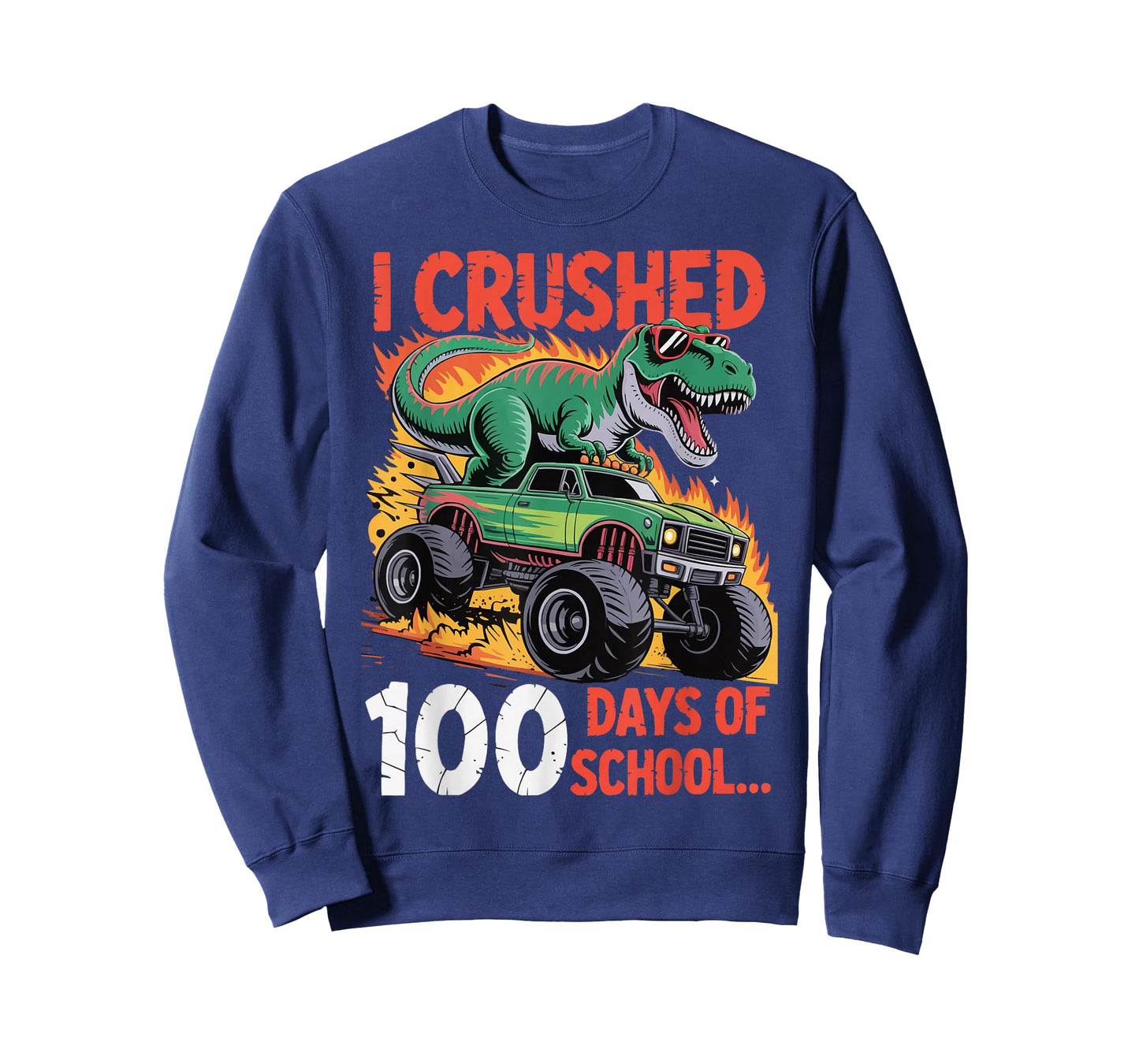 Funny I Crushed 100 Days of School Dinosaur Monster Truck T-Shirt