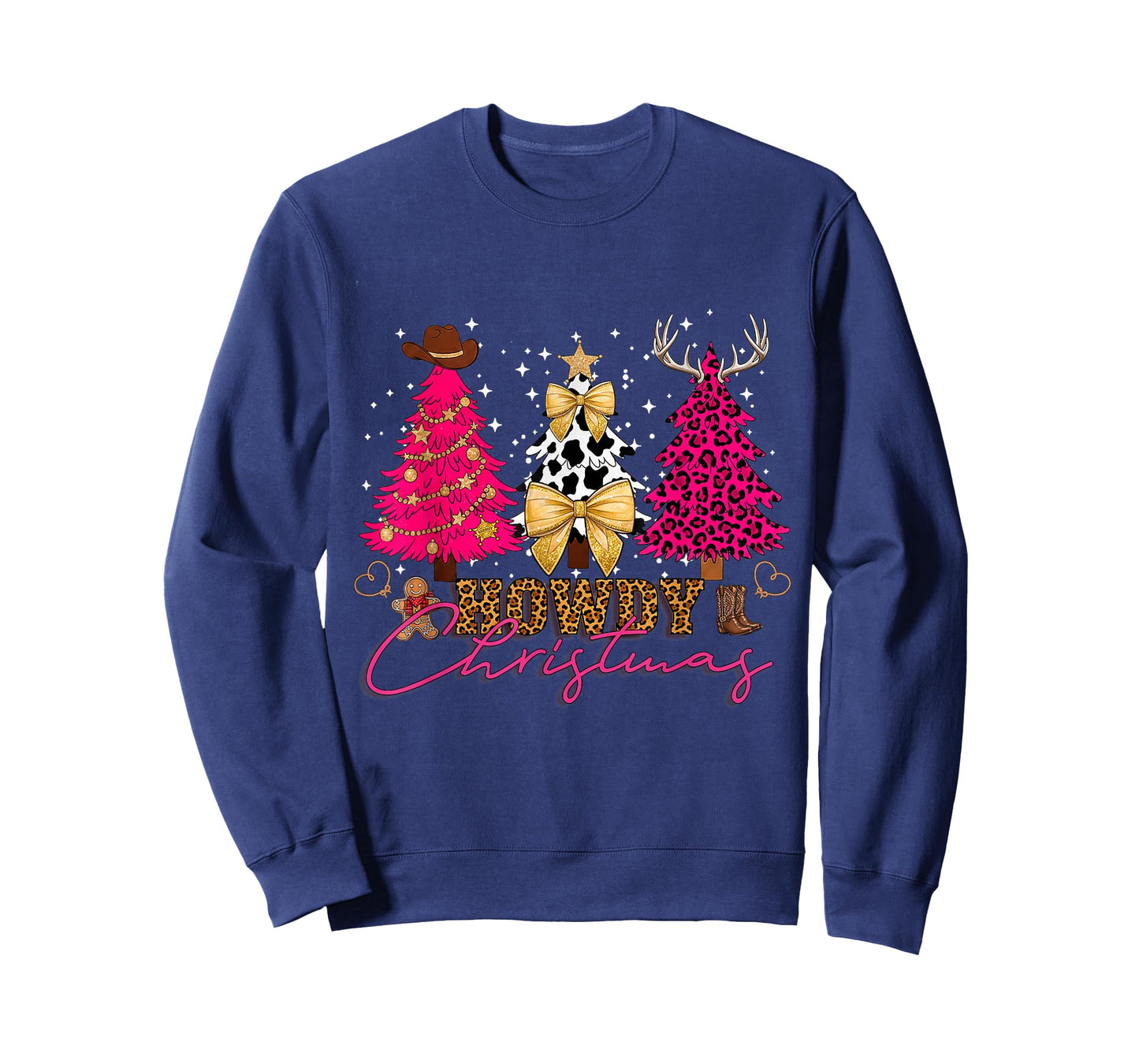 Howdy Christmas Western Cowgirl Trees Coquette Bow Xmas T-Shirt