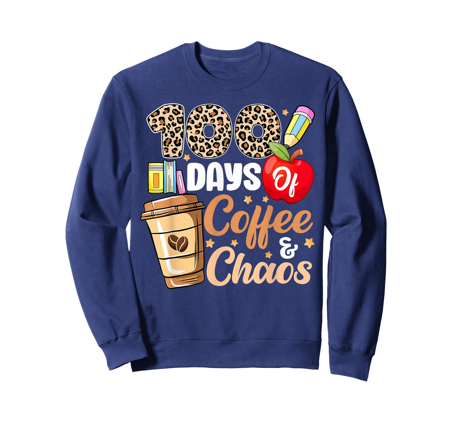 100 Days of Coffee and Chaos 100th Day of School Teachers T-Shirt