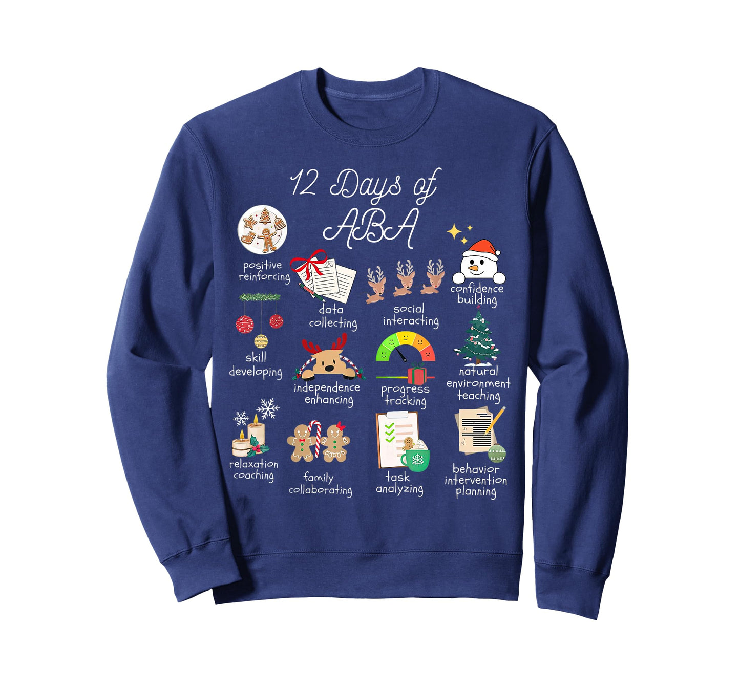 12 Days of ABA Therapist Behavior Analyst Christmas Holiday T-Shirt