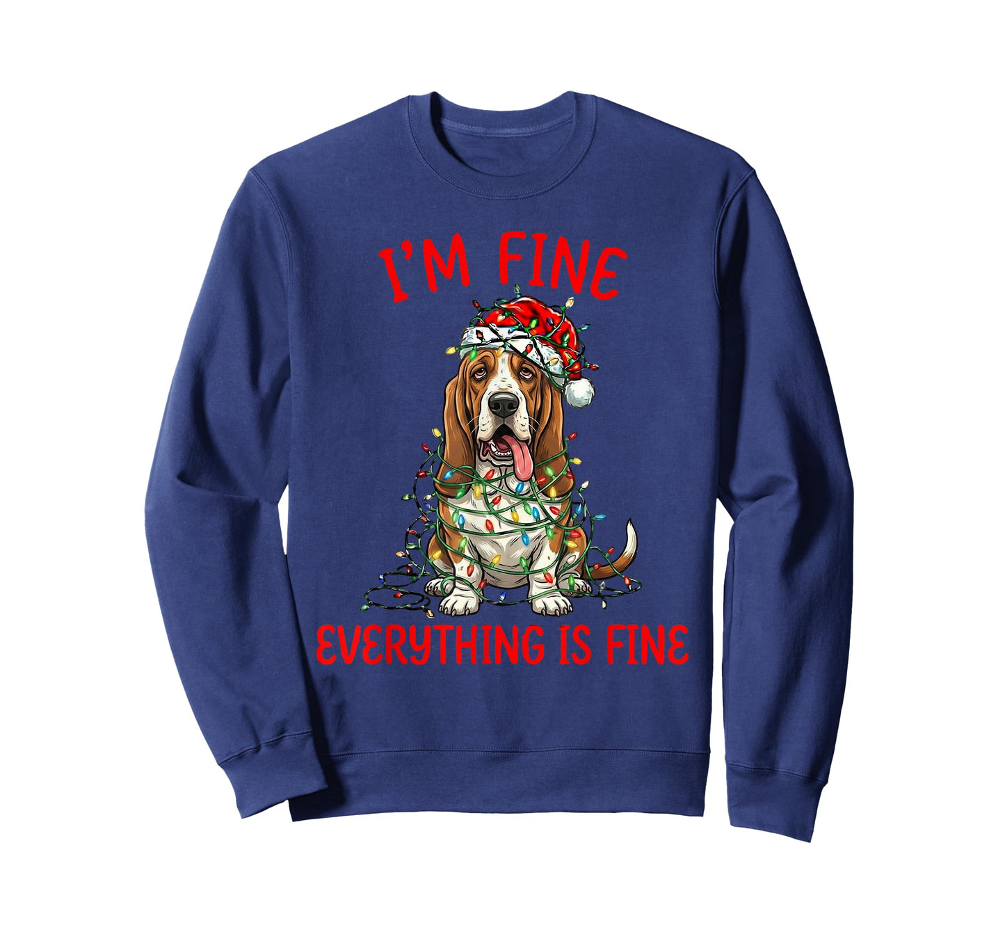 Basset Hound Dog Christmas I'm Fine Everything is Fine T-Shirt